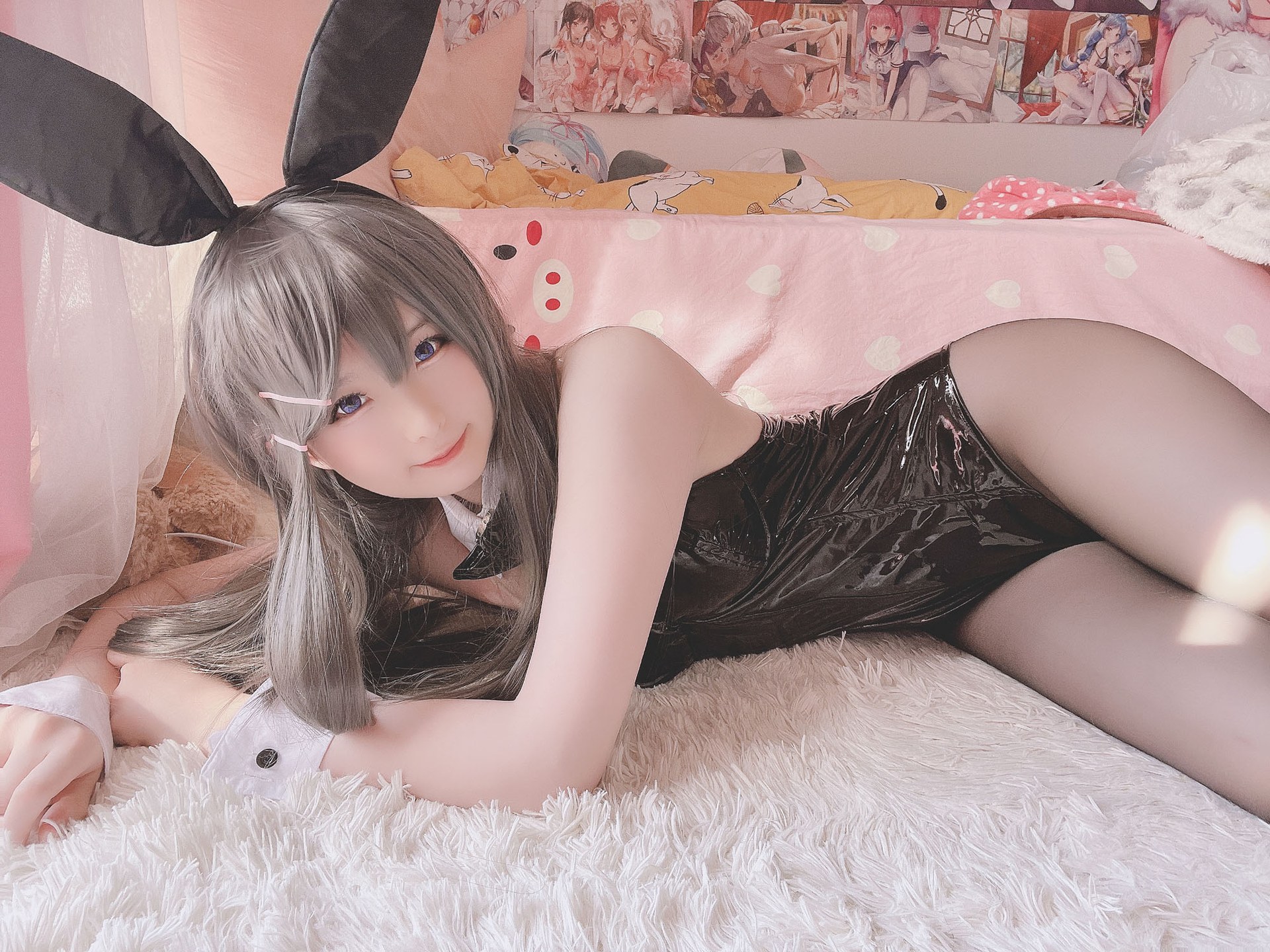 [cosplay] 习呆呆 - Mai Sakurajima thỏ nữ: tất đen lộ điểm tái hiện 36P1V