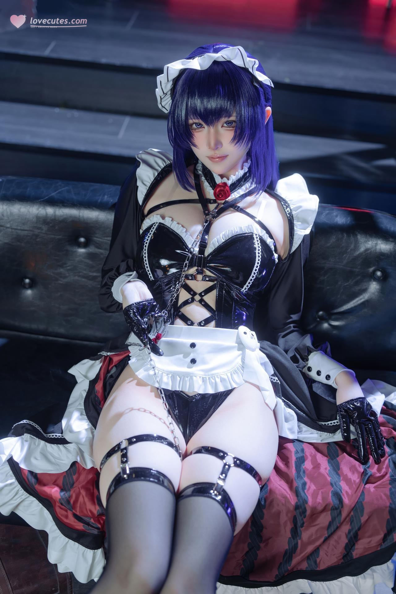 [cosplay] 屿鱼 - NIKKE胜利女神 米哈拉: cà phê hầu gái tất đen ren tái hiện 80P
