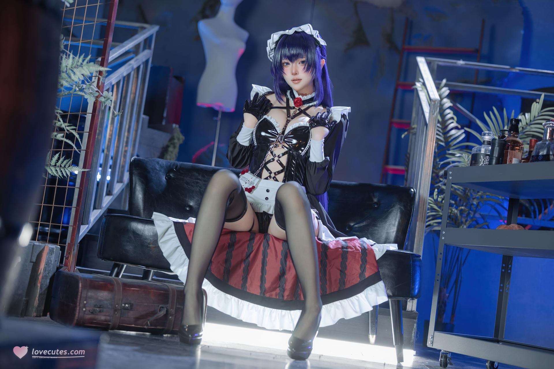 [cosplay] 屿鱼 - NIKKE胜利女神 米哈拉: cà phê hầu gái tất đen ren tái hiện 80P