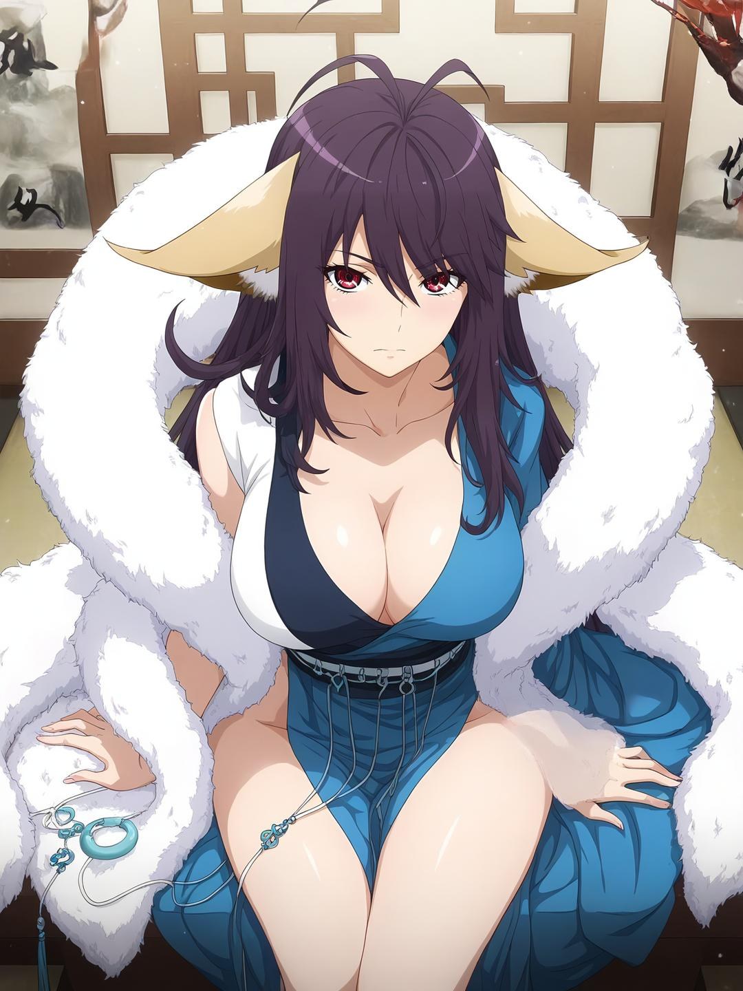 AI Generated Anime Girl - 涂山雅雅 Vol.1：黑丝床拍露穴 128P