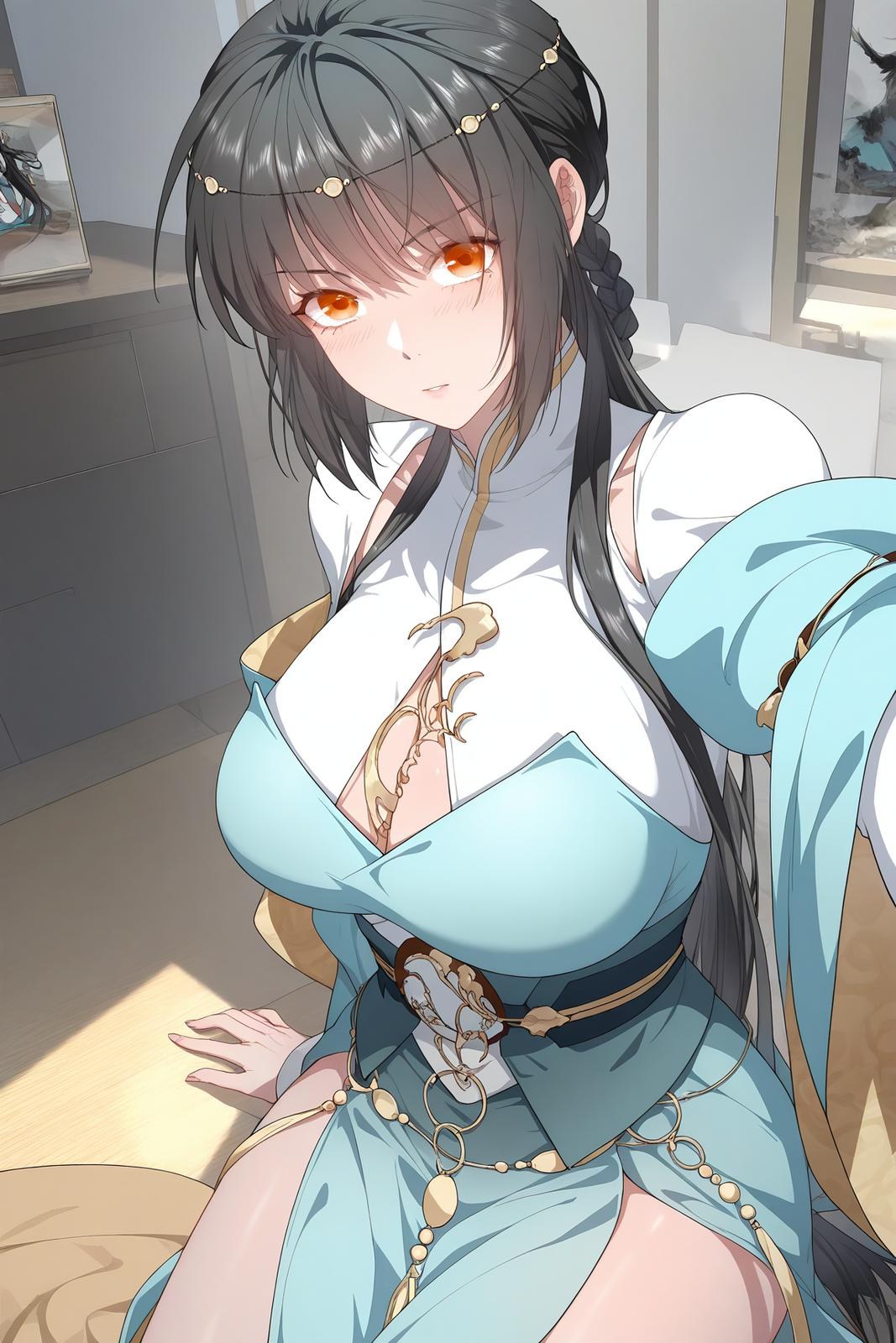 AI tạo sinh Anime Girl - 秋无际：黑丝私房床拍露穴 112P