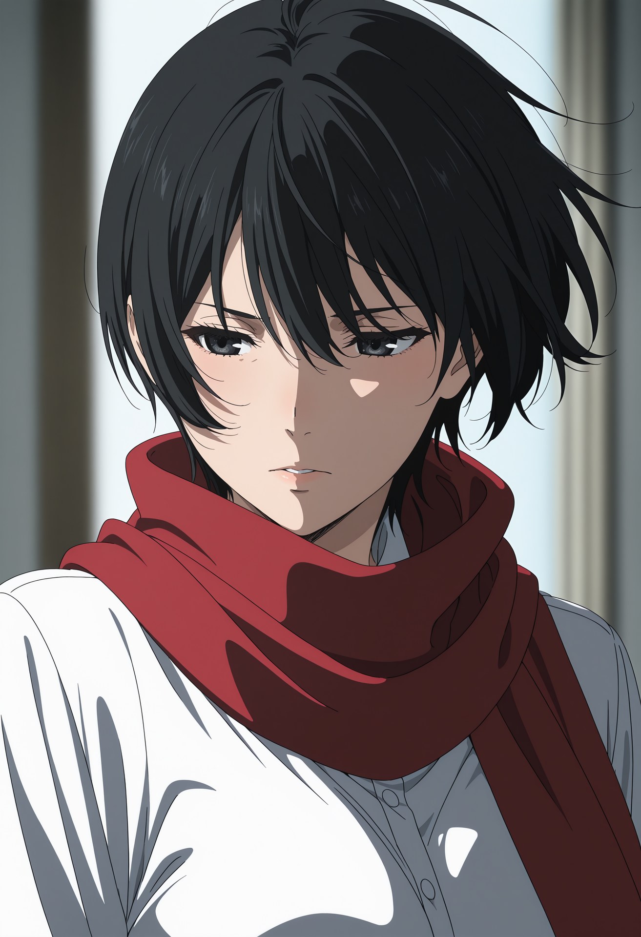 AI Generated Anime Girl - 进击的巨人 三笠·阿克曼：白丝蕾丝内衣浴室露点 124P