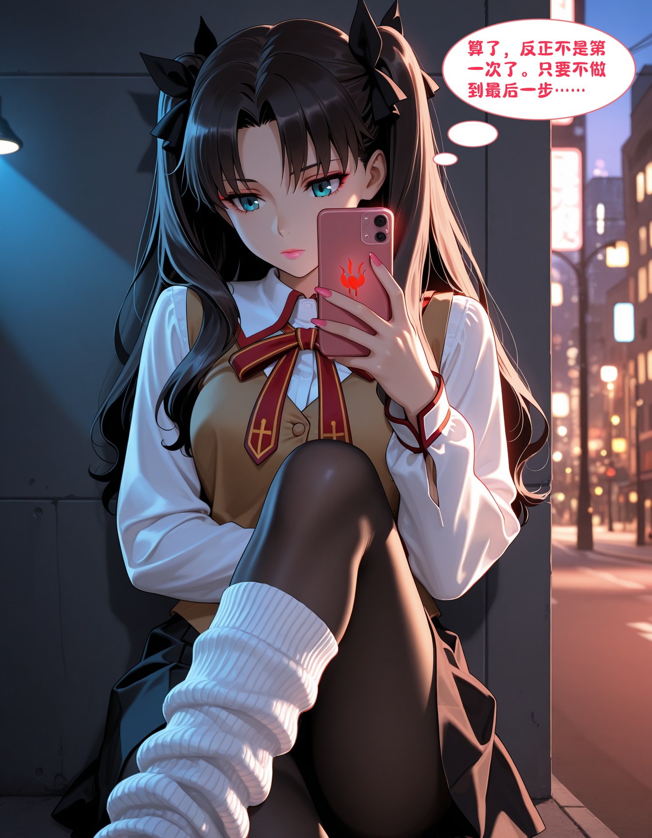AI Generated Anime Girl - 远坂凛的来财日子：ชุดนักเรียนถ่ายบนเตียงเปิดรู 210P