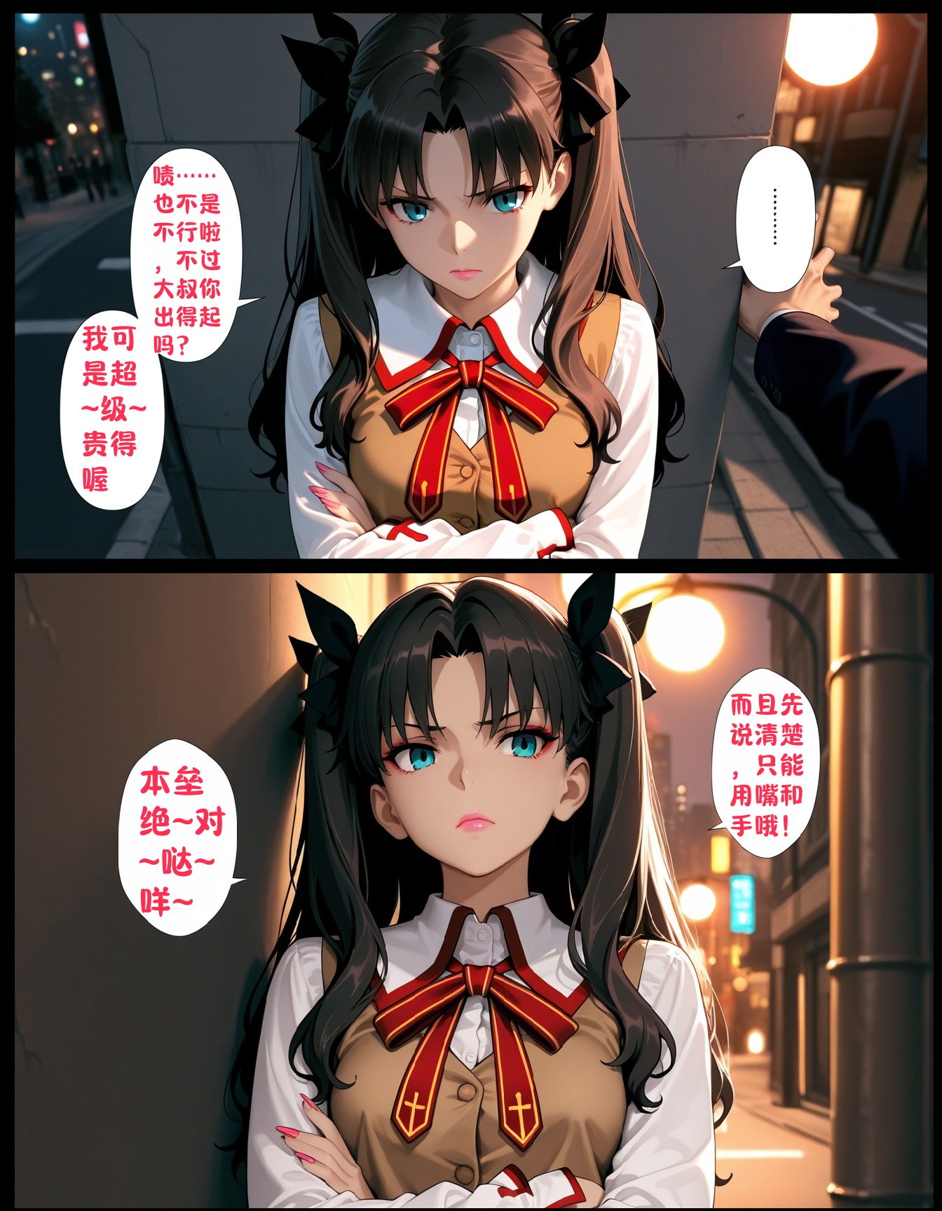 AI Generated Anime Girl - 远坂凛的来财日子：ชุดนักเรียนถ่ายบนเตียงเปิดรู 210P