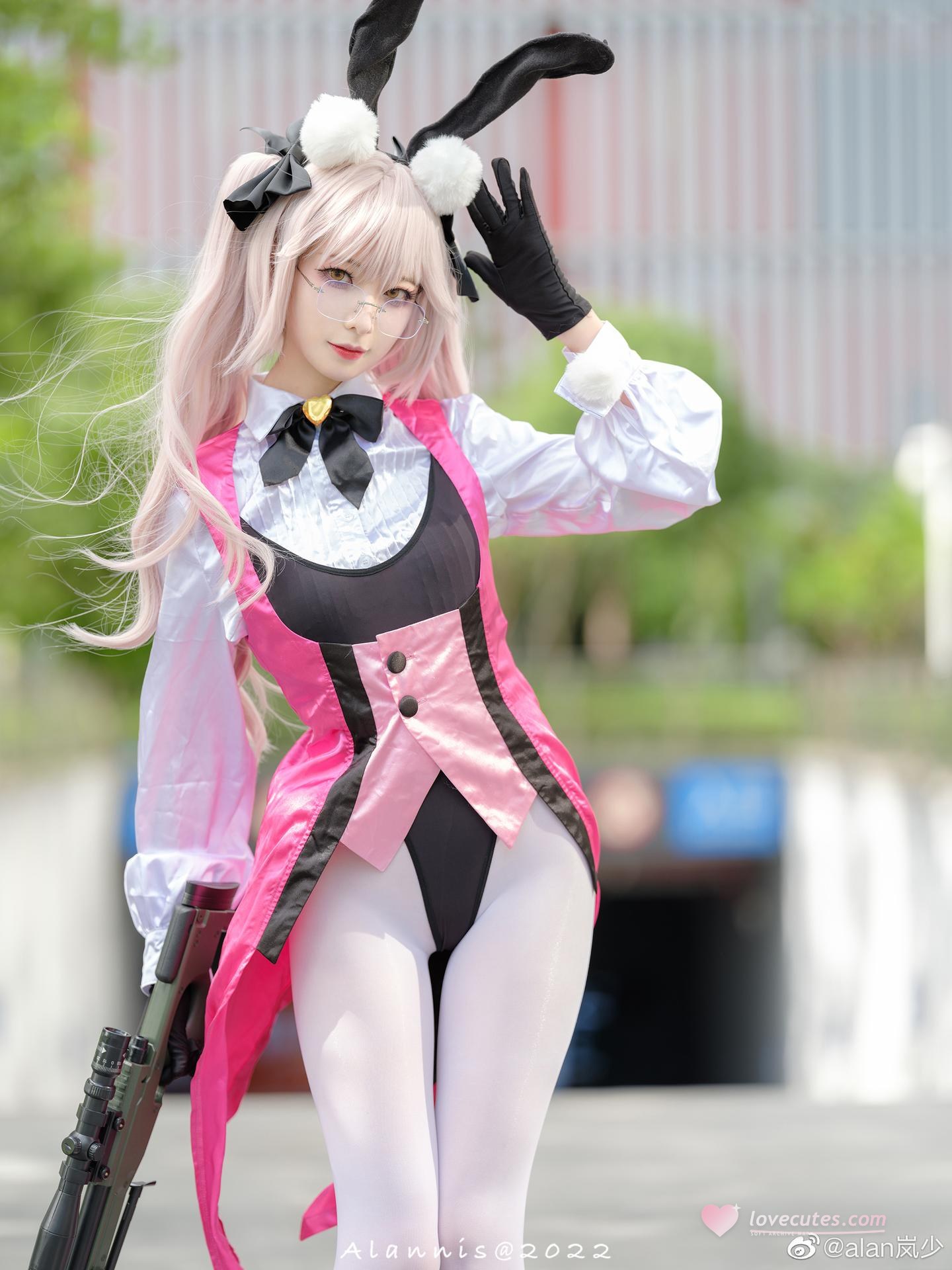[cosplay] 封疆疆v - FGO Quang chi Cao Dương Tư Khả Nhã: thỏ nữ màu hồng chân dài tất trắng 27P
