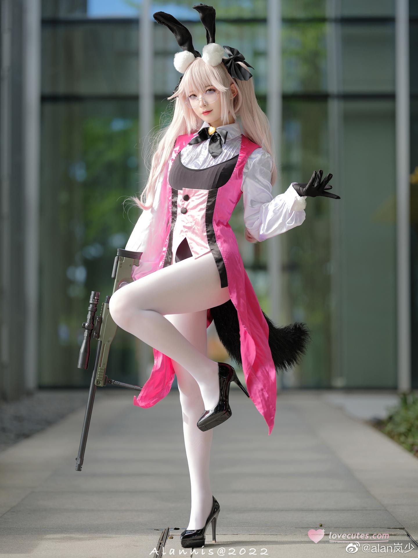 [cosplay] 封疆疆v - FGO Quang chi Cao Dương Tư Khả Nhã: thỏ nữ màu hồng chân dài tất trắng 27P