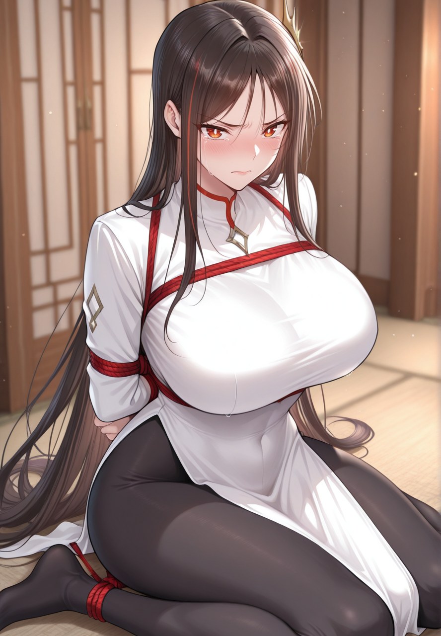 AI Generated Anime Girl - Kim Mộc Lan: trắng tất giường chụp lộ huyệt 121P