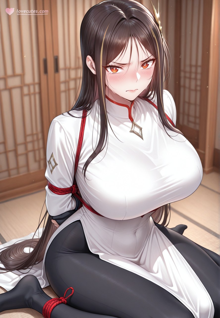 AI Generated Anime Girl - Kim Mộc Lan: trắng tất giường chụp lộ huyệt 121P
