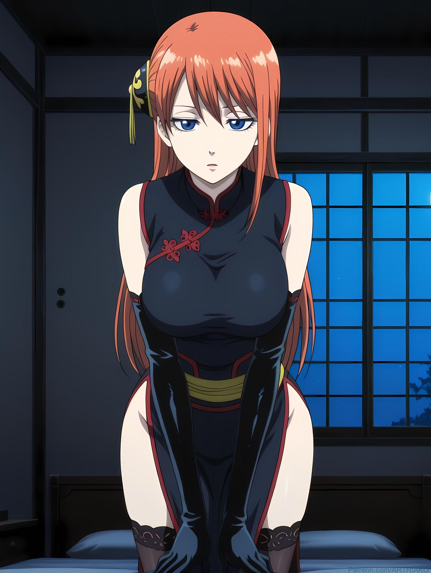 Cô gái anime do AI tạo ra - 银魂-神乐：黑丝床拍露穴 182P