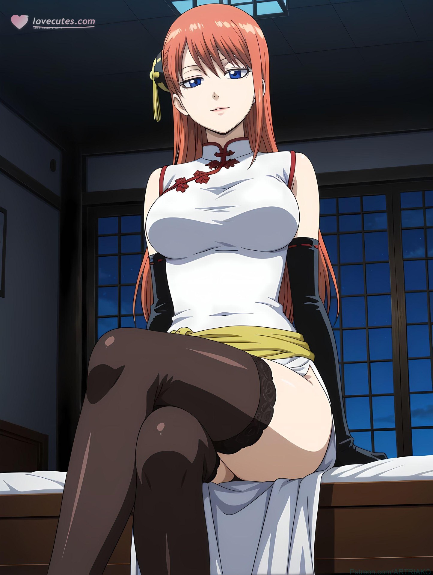 Cô gái anime do AI tạo ra - 银魂-神乐：黑丝床拍露穴 182P