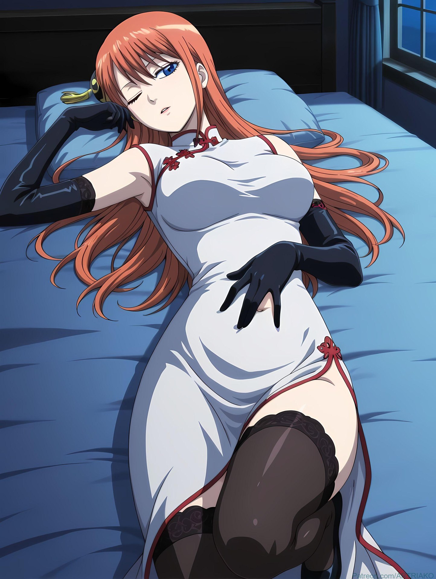 Cô gái anime do AI tạo ra - 银魂-神乐：黑丝床拍露穴 182P