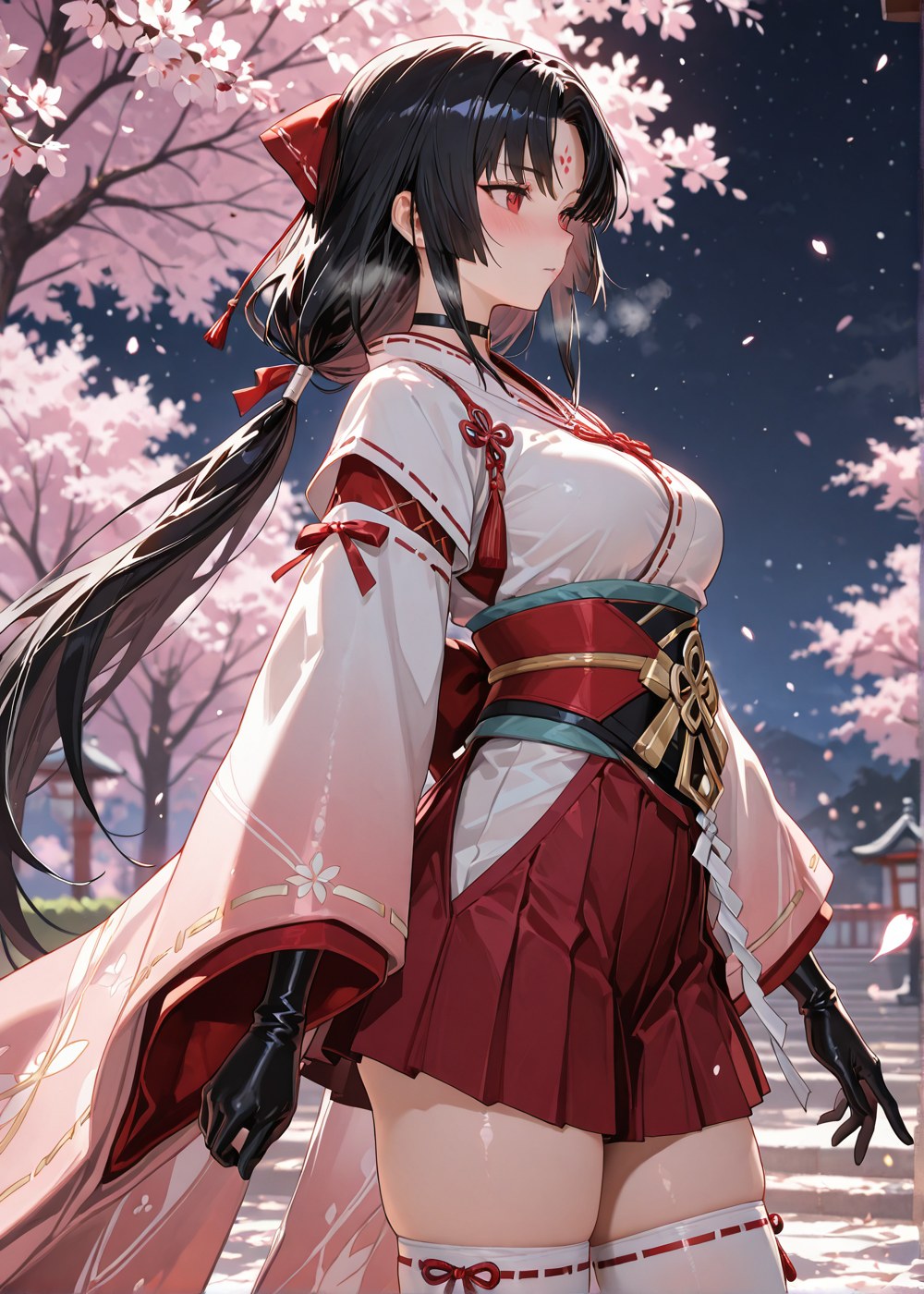 AI Generated Anime Girl - 阴阳师 妖刀姬：樱花巫女露穴 野外交合 460P