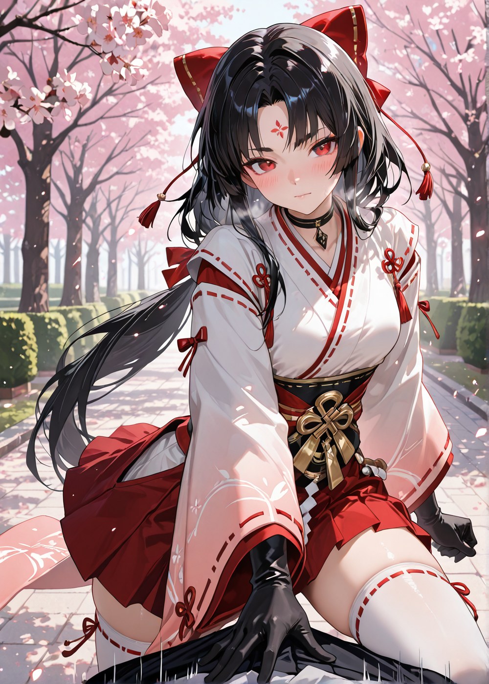AI Generated Anime Girl - 阴阳师 妖刀姬：樱花巫女露穴 野外交合 460P