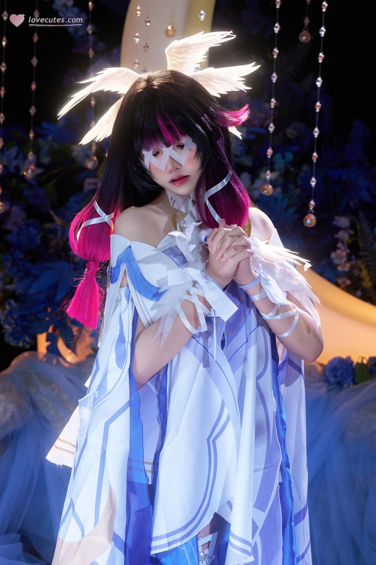 [cosplay] 阿薰kaOri - 原神 โคลัมเบีย：ชุดเดรสลูกไม้ผมขาว ถอดแบบคาแรกเตอร์ 148P63G