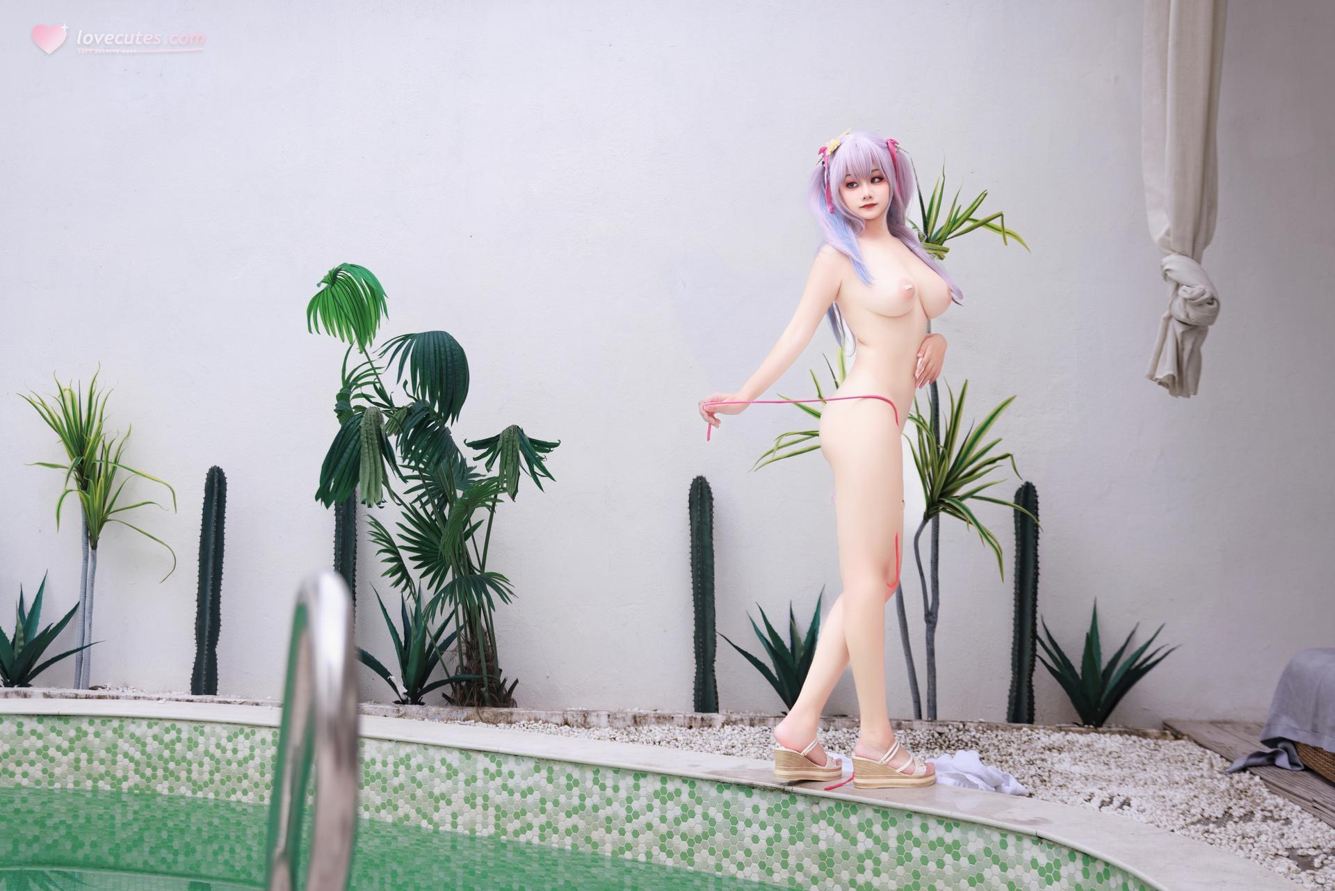 [cosplay] 阿雪雪 - 碧蓝航线 普利茅斯: đồ bơi, chân trắng tất trắng 99P2V