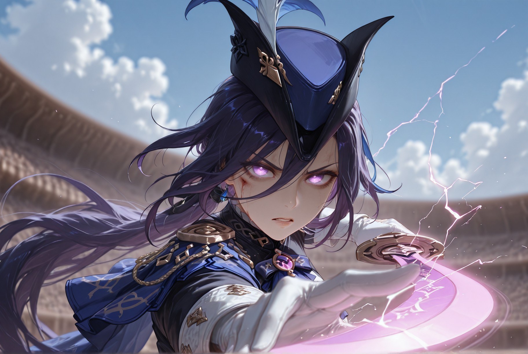 Cô gái anime do AI tạo - 原神 克洛琳德: váy bó đen lộ khe 283P