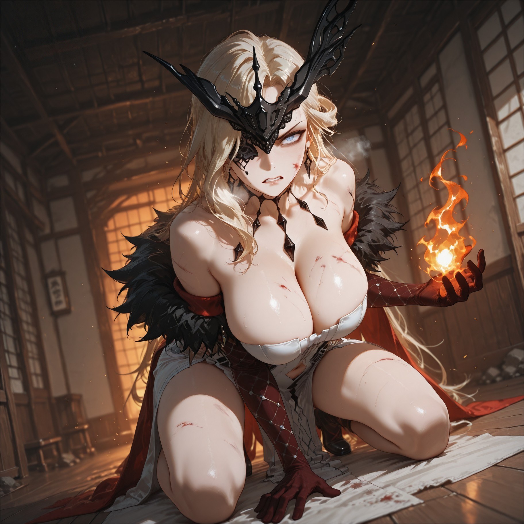 AI Generated Anime Girl - 原神 女士：蕾丝 nội y bodysuit trắng hổ 302P