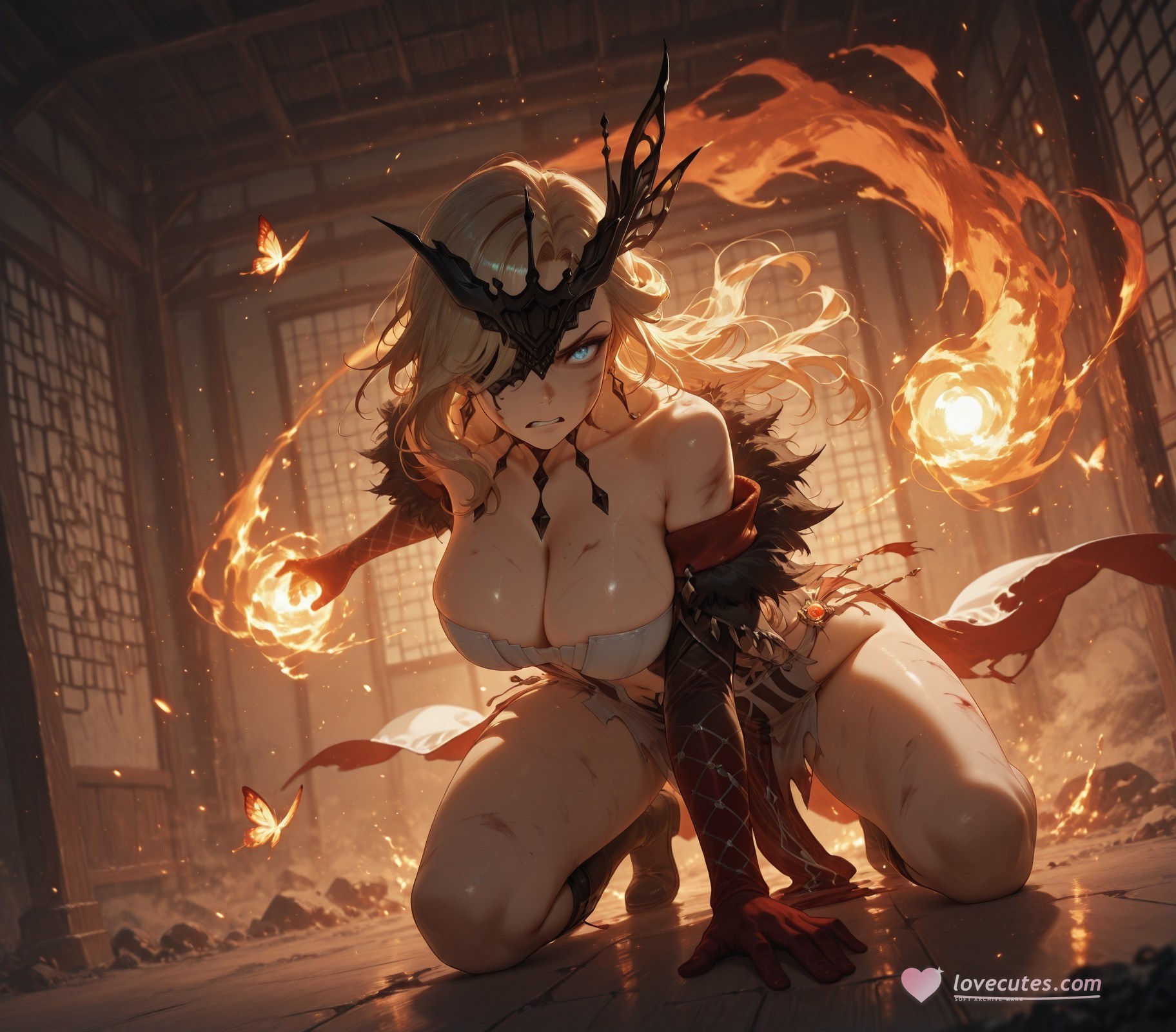 AI Generated Anime Girl - 原神 女士：蕾丝 nội y bodysuit trắng hổ 302P