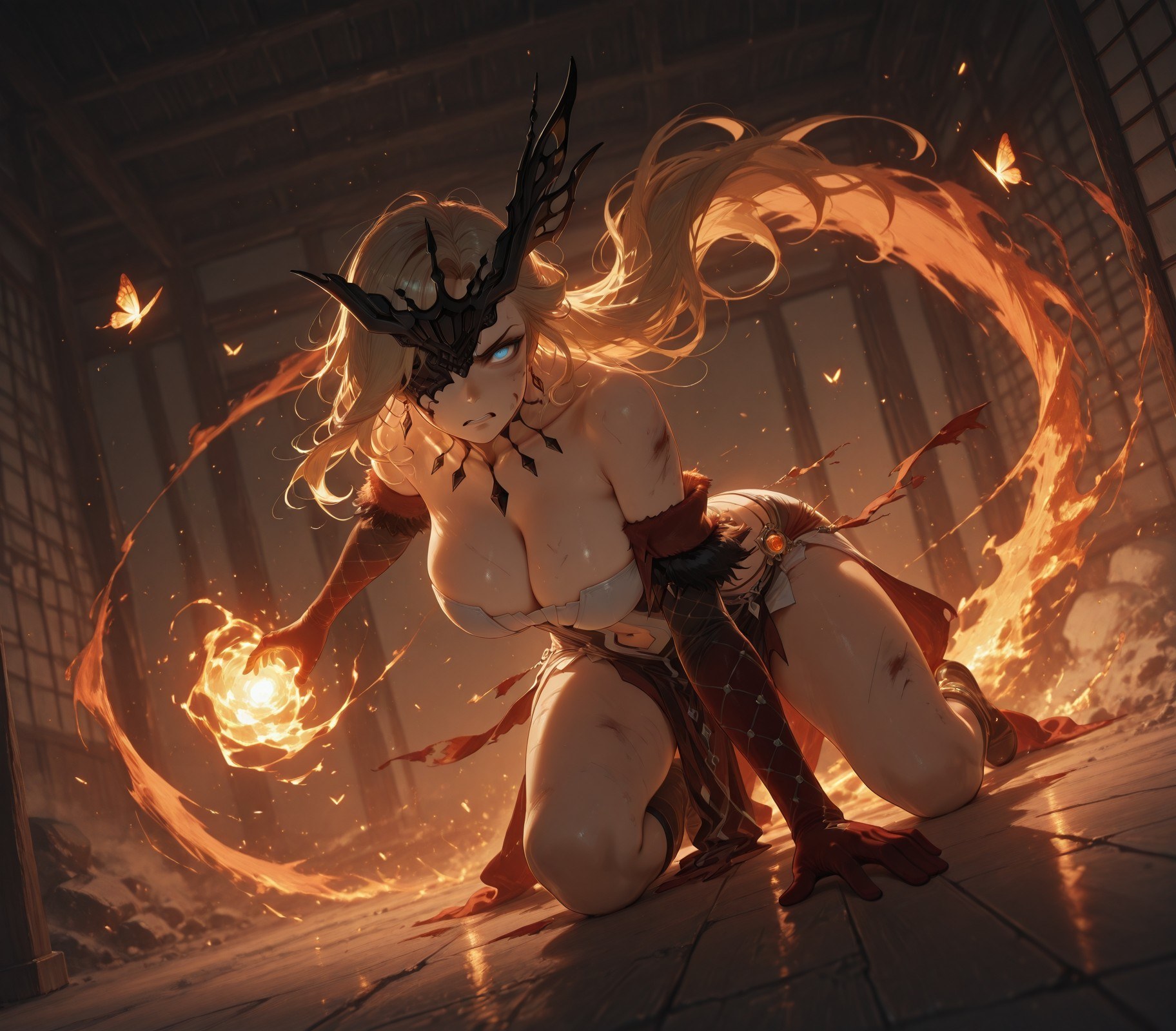 AI Generated Anime Girl - 原神 女士：蕾丝 nội y bodysuit trắng hổ 302P