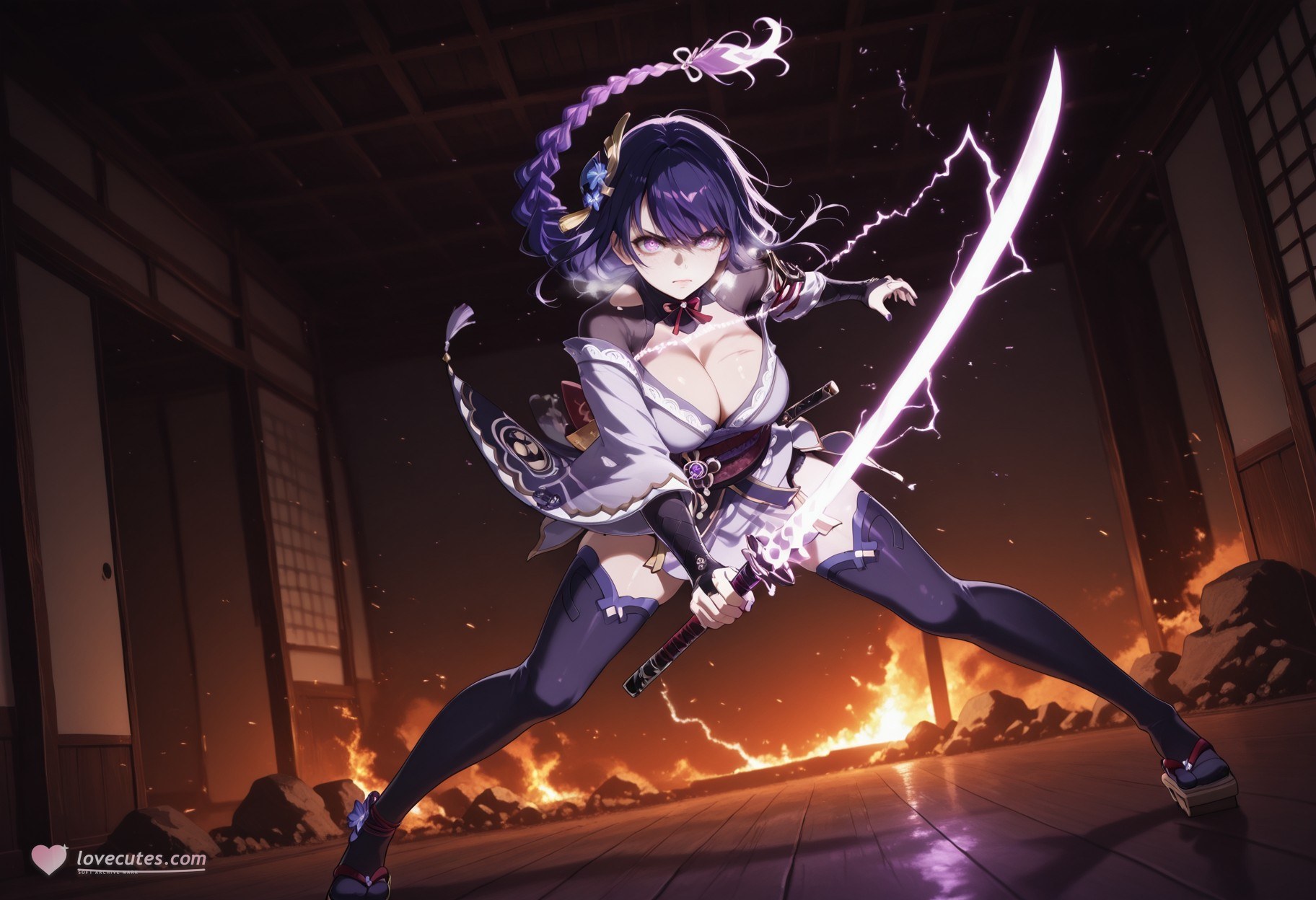 AI Generated Anime Girl - 原神 女士：蕾丝 nội y bodysuit trắng hổ 302P