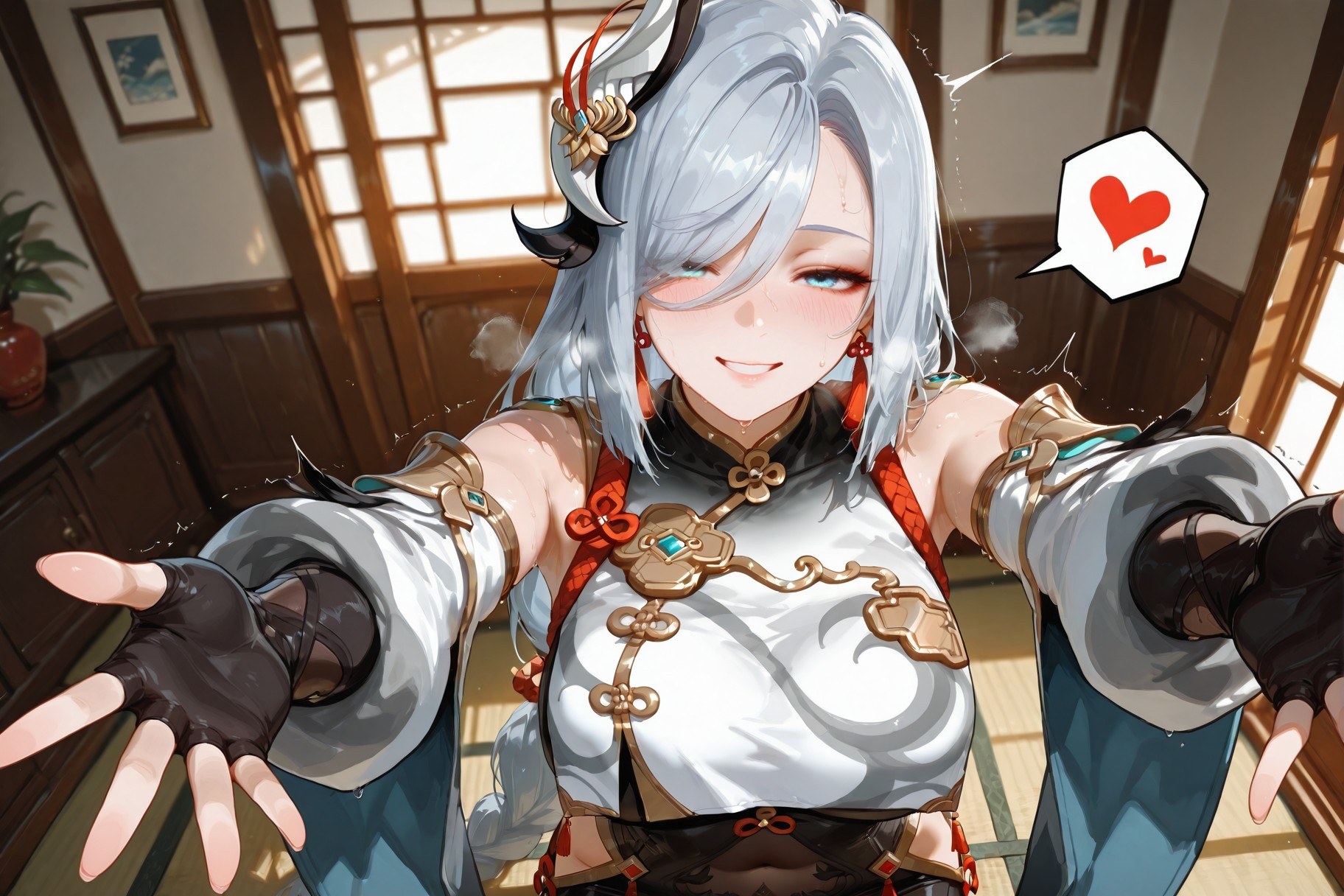 AI Generated Anime Girl - 原神 申鹤：紧身衣浴室露点 233P
