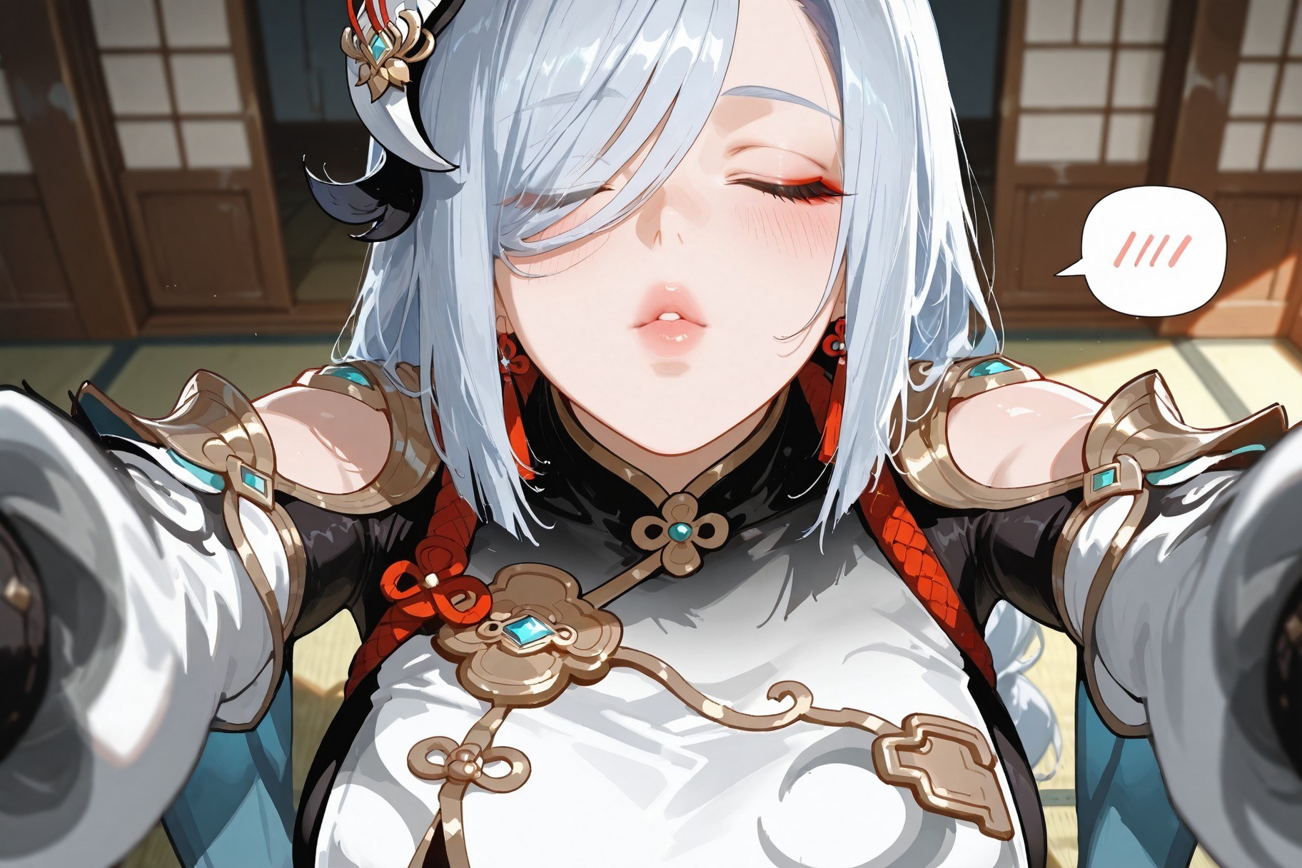 AI Generated Anime Girl - 原神 申鹤：紧身衣浴室露点 233P