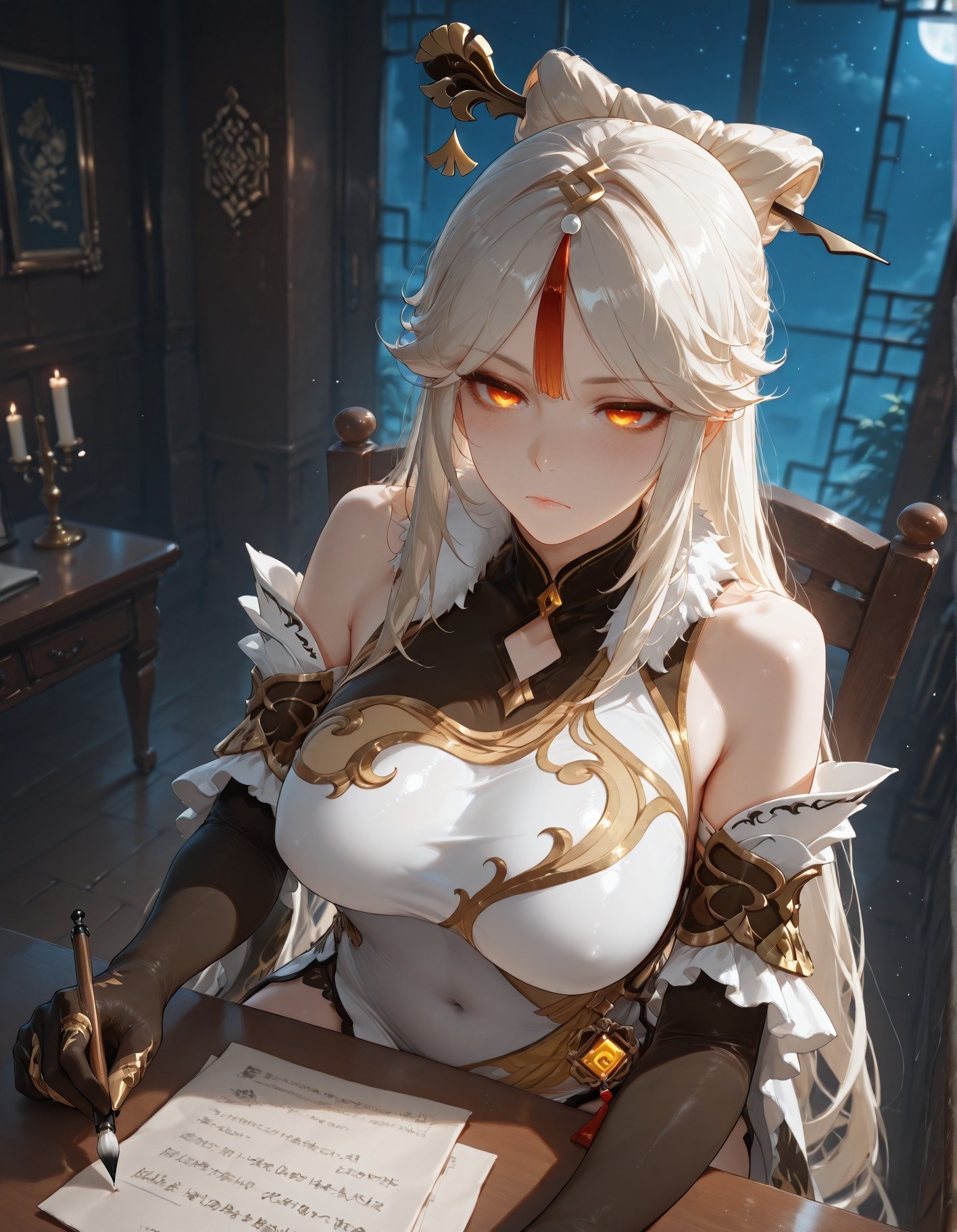 AI Generated Anime Girl - 原神 申鹤：黑丝蕾丝内衣露穴 267P