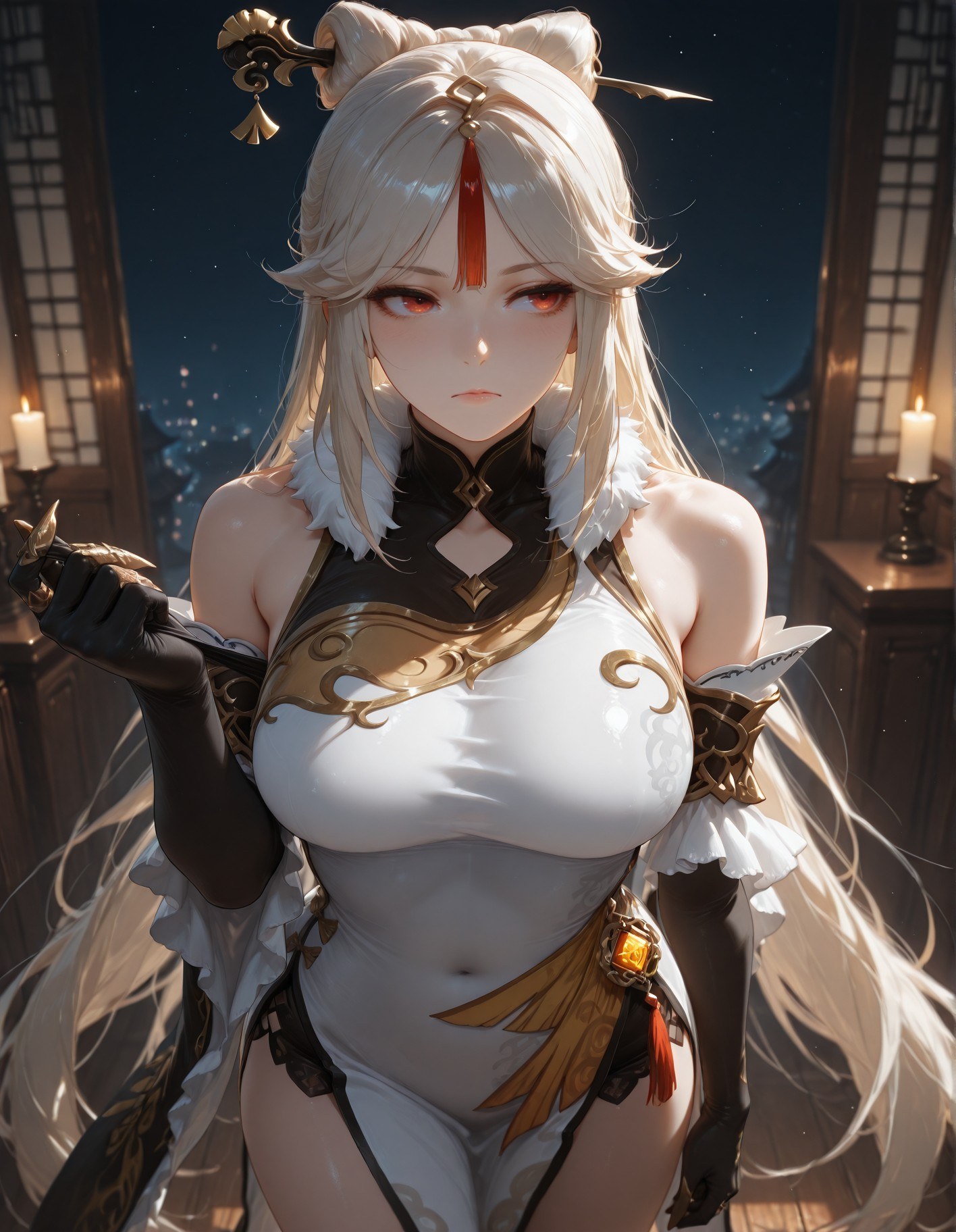 AI Generated Anime Girl - 原神 申鹤：黑丝蕾丝内衣露穴 267P