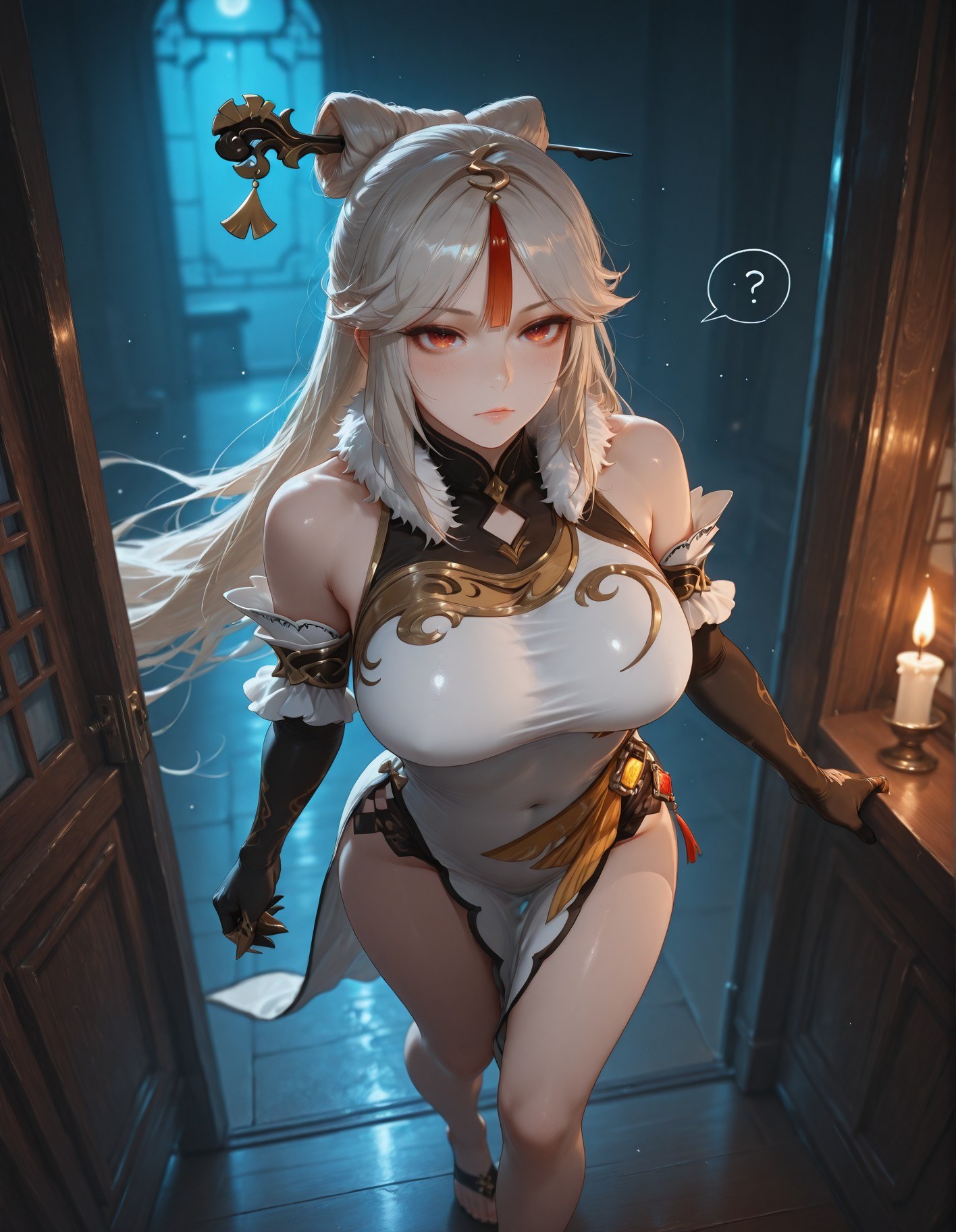 AI Generated Anime Girl - 原神 申鹤：黑丝蕾丝内衣露穴 267P
