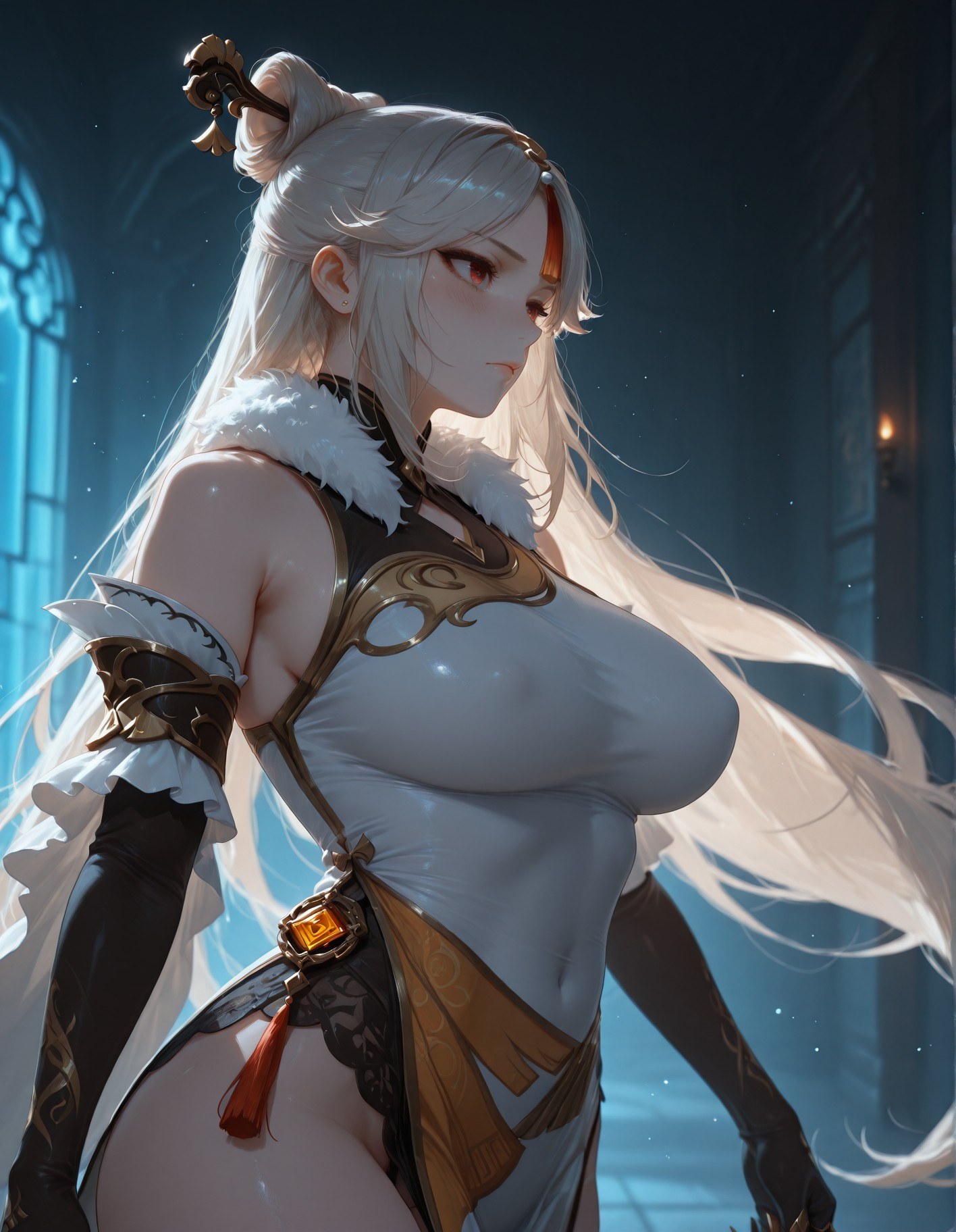 AI Generated Anime Girl - 原神 申鹤：黑丝蕾丝内衣露穴 267P