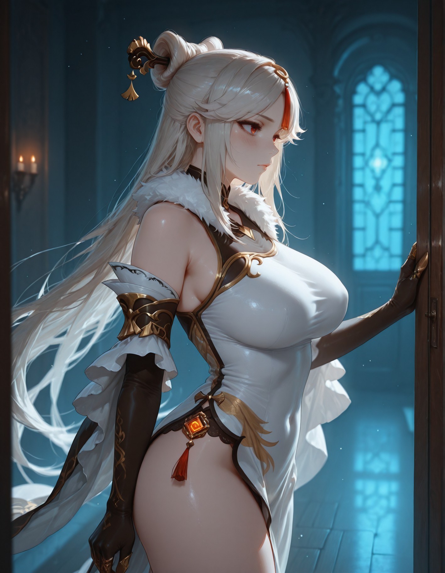 AI Generated Anime Girl - 原神 申鹤：黑丝蕾丝内衣露穴 267P