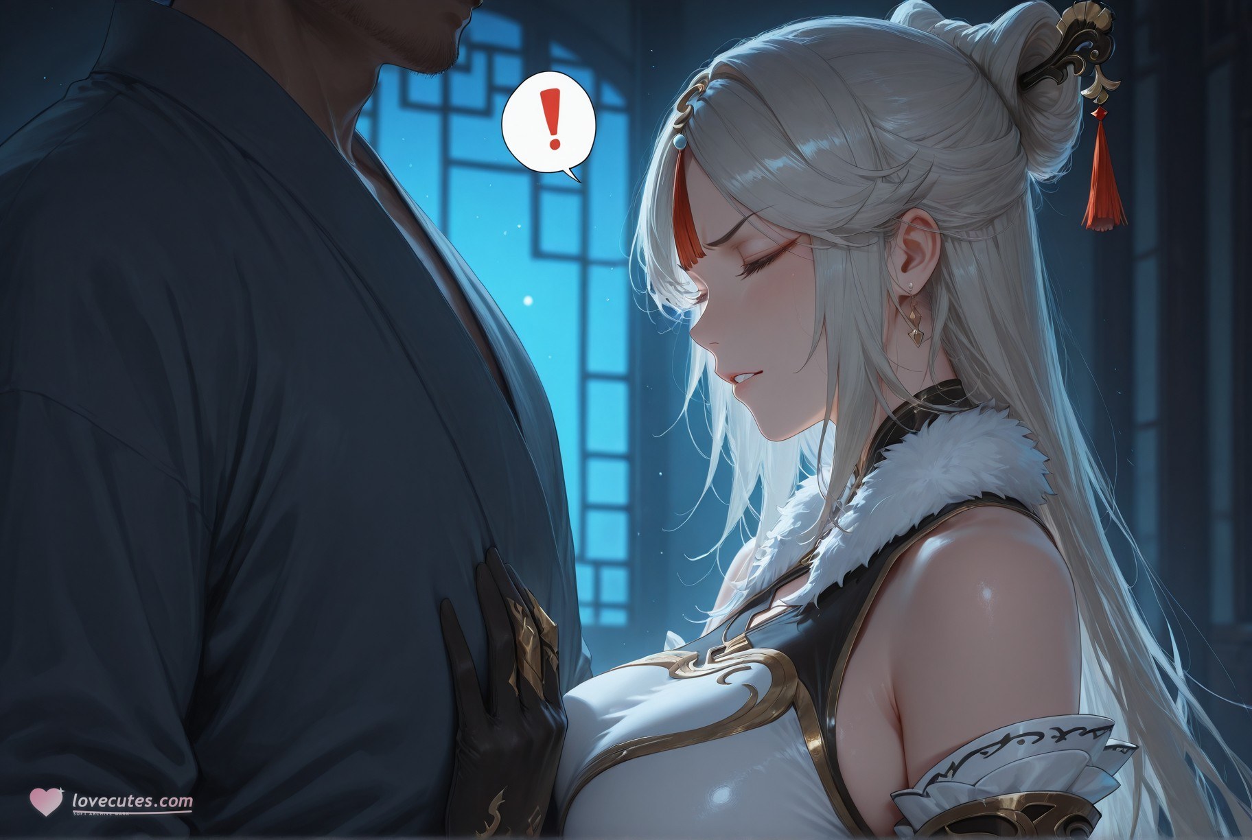 AI Generated Anime Girl - 原神 申鹤：黑丝蕾丝内衣露穴 267P