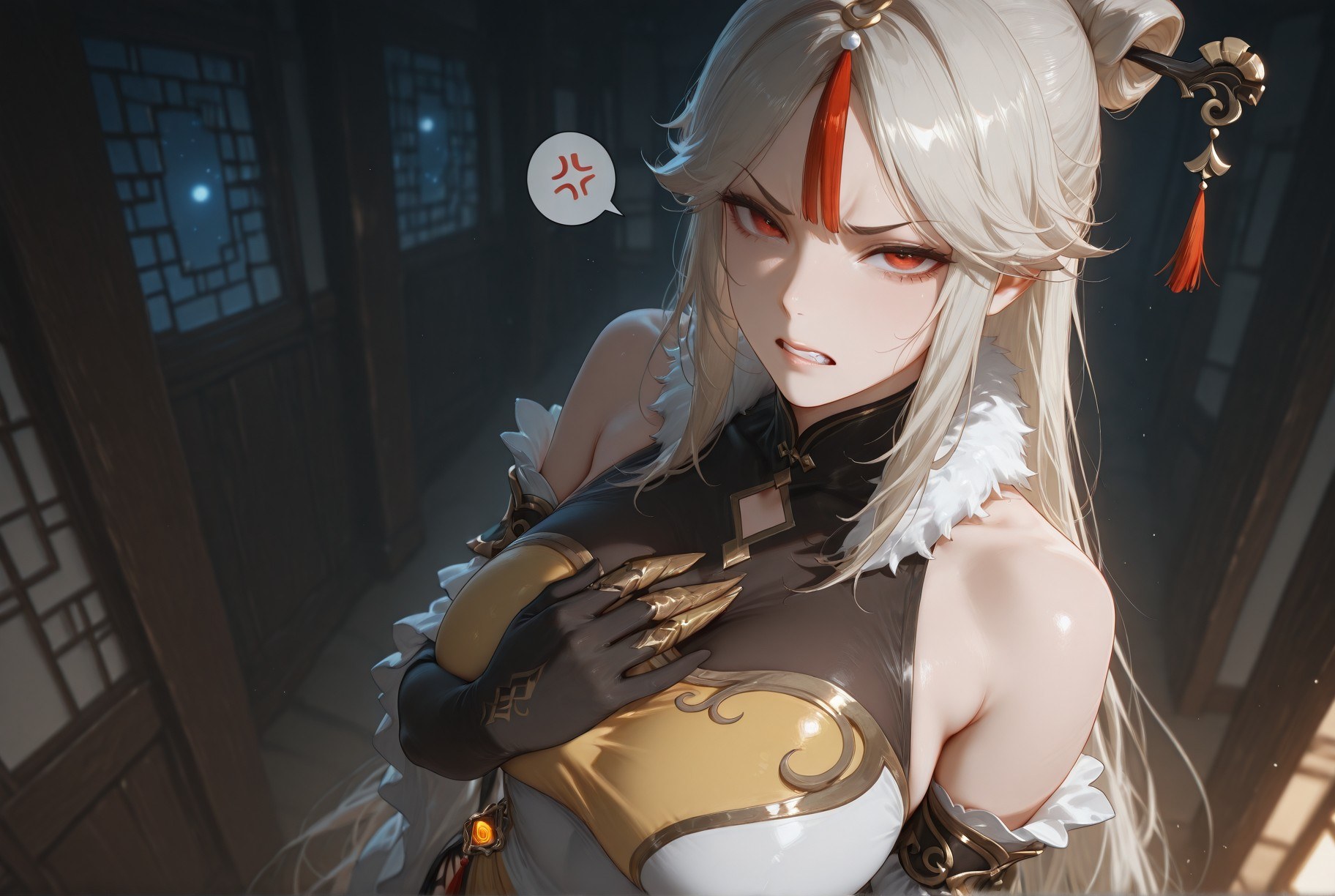AI Generated Anime Girl - 原神 申鹤：黑丝蕾丝内衣露穴 267P