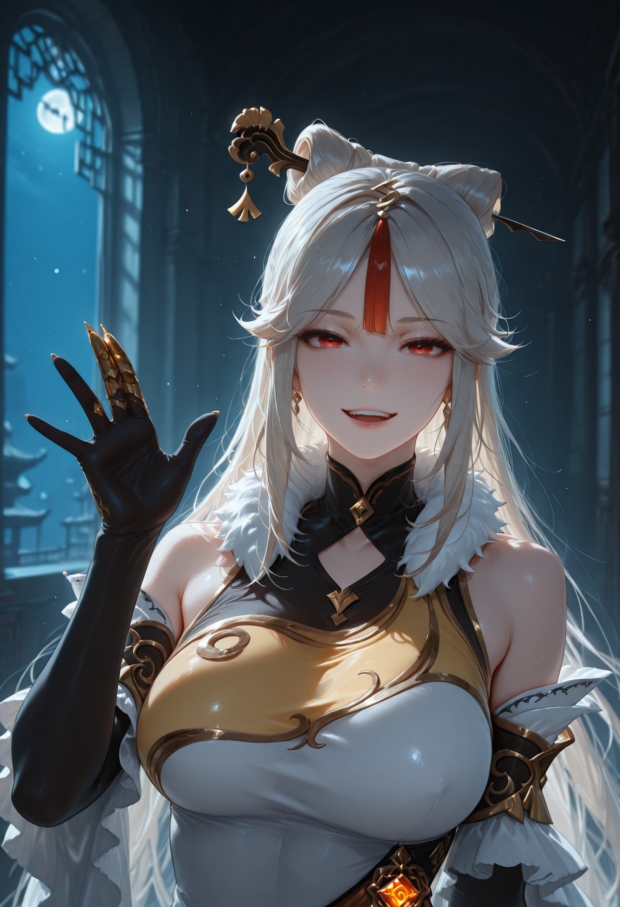 AI Generated Anime Girl - 原神 申鹤：黑丝蕾丝内衣露穴 267P