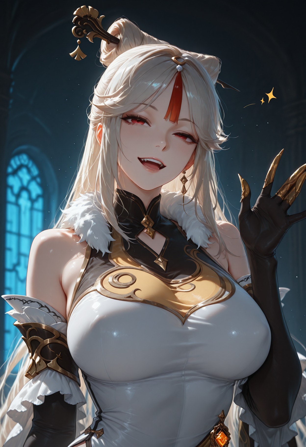 AI Generated Anime Girl - 原神 申鹤：黑丝蕾丝内衣露穴 267P