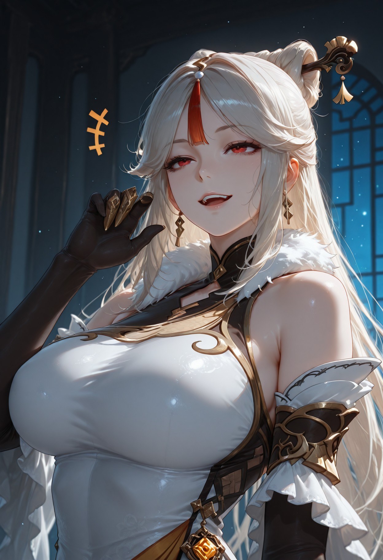 AI Generated Anime Girl - 原神 申鹤：黑丝蕾丝内衣露穴 267P
