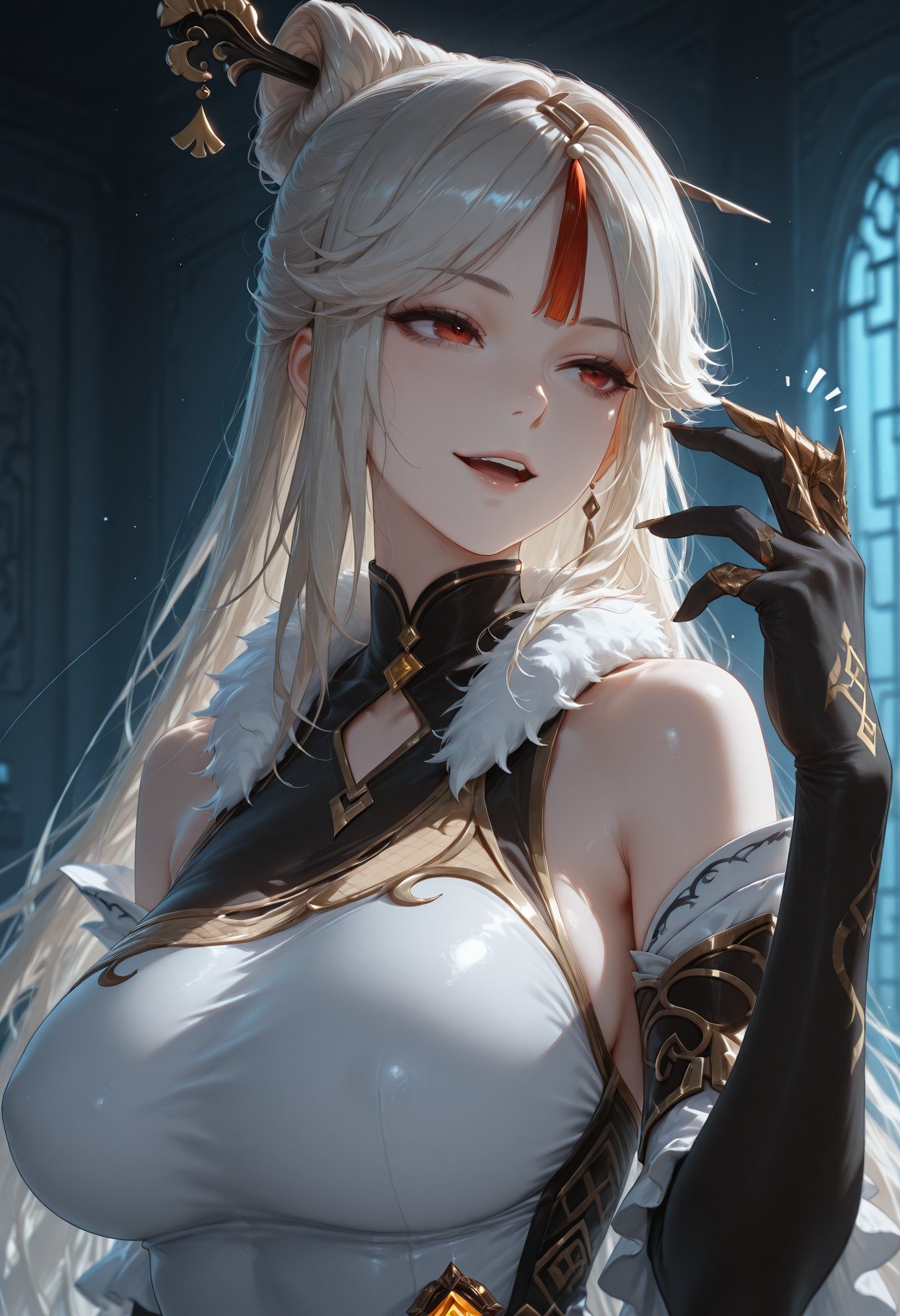 AI Generated Anime Girl - 原神 申鹤：黑丝蕾丝内衣露穴 267P