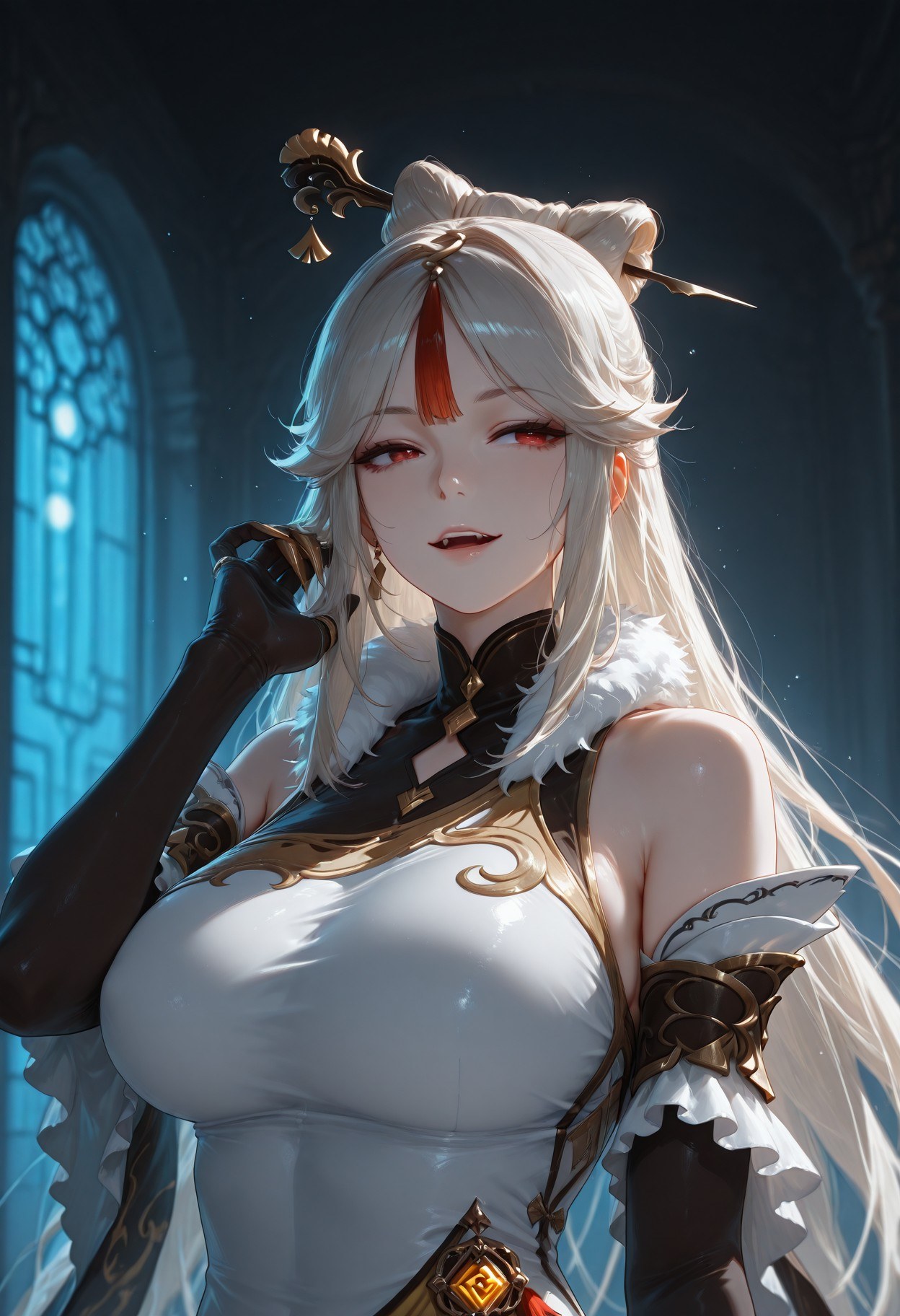 AI Generated Anime Girl - 原神 申鹤：黑丝蕾丝内衣露穴 267P