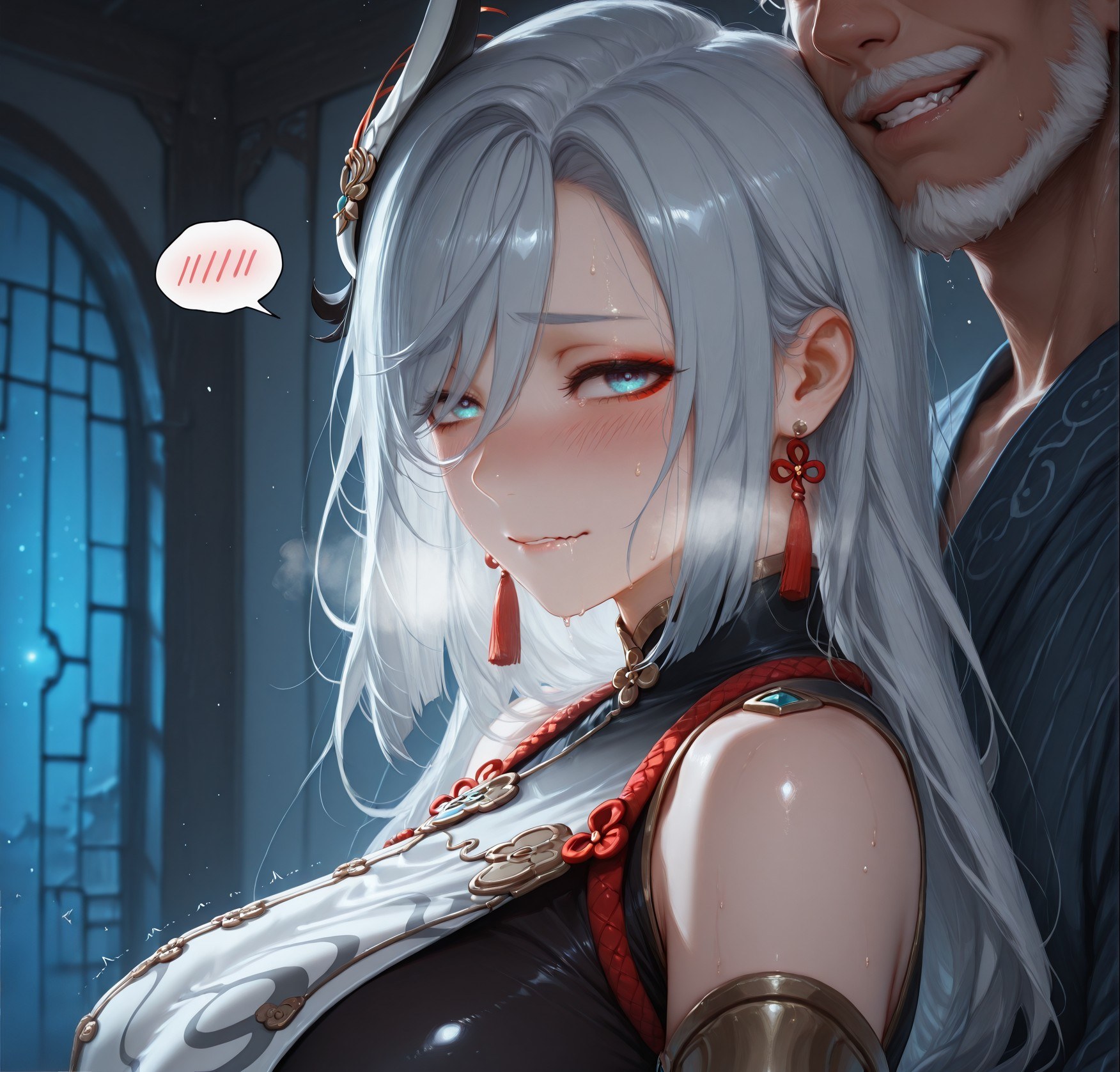 AI Generated Anime Girl - 原神 申鹤：黑丝蕾丝内衣露穴 267P