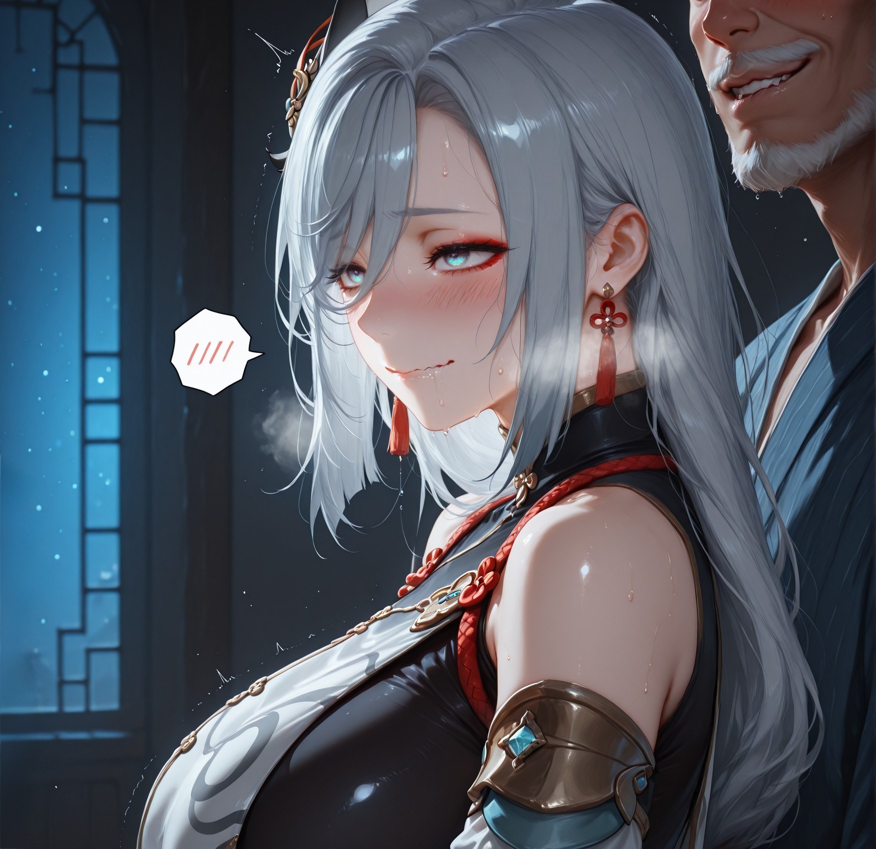 AI Generated Anime Girl - 原神 申鹤：黑丝蕾丝内衣露穴 267P