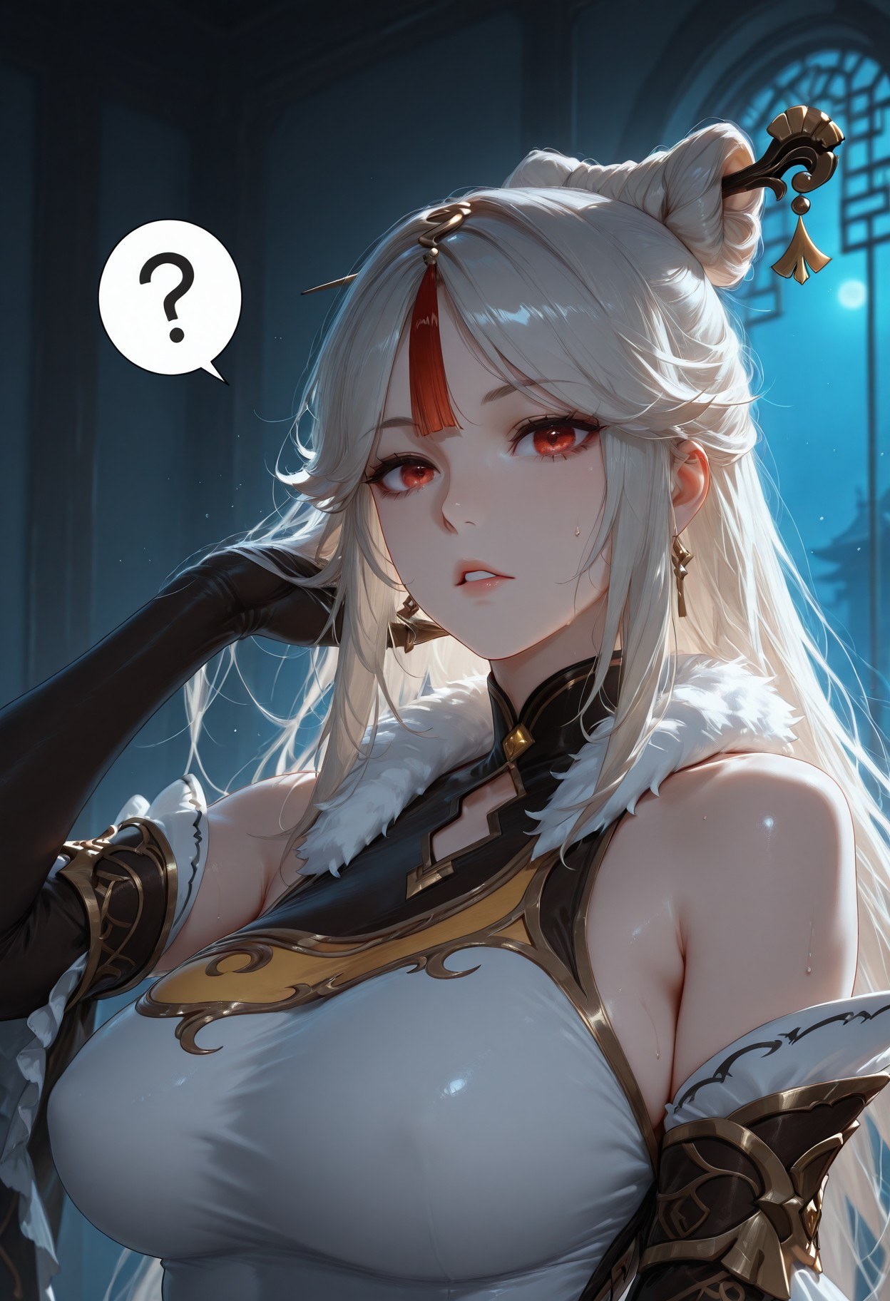 AI Generated Anime Girl - 原神 申鹤：黑丝蕾丝内衣露穴 267P