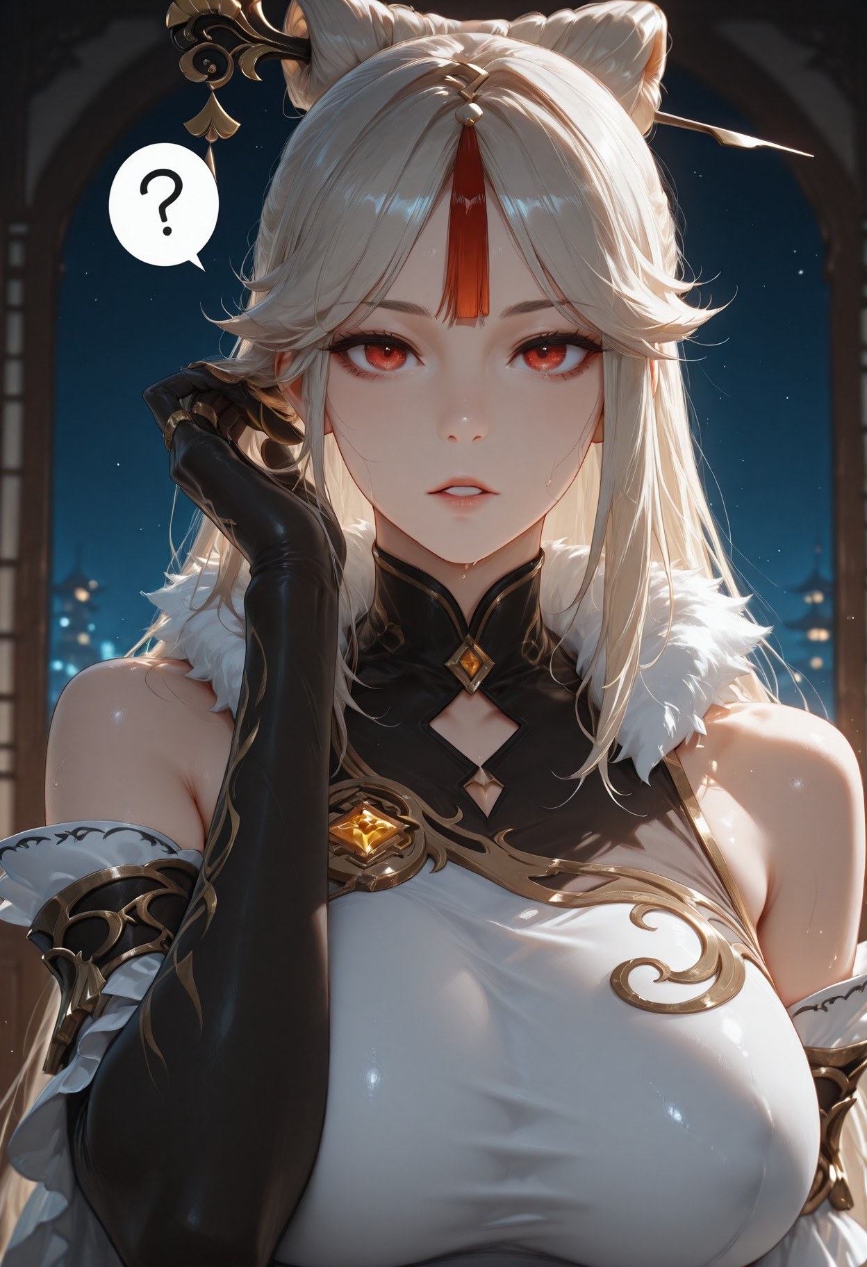 AI Generated Anime Girl - 原神 申鹤：黑丝蕾丝内衣露穴 267P