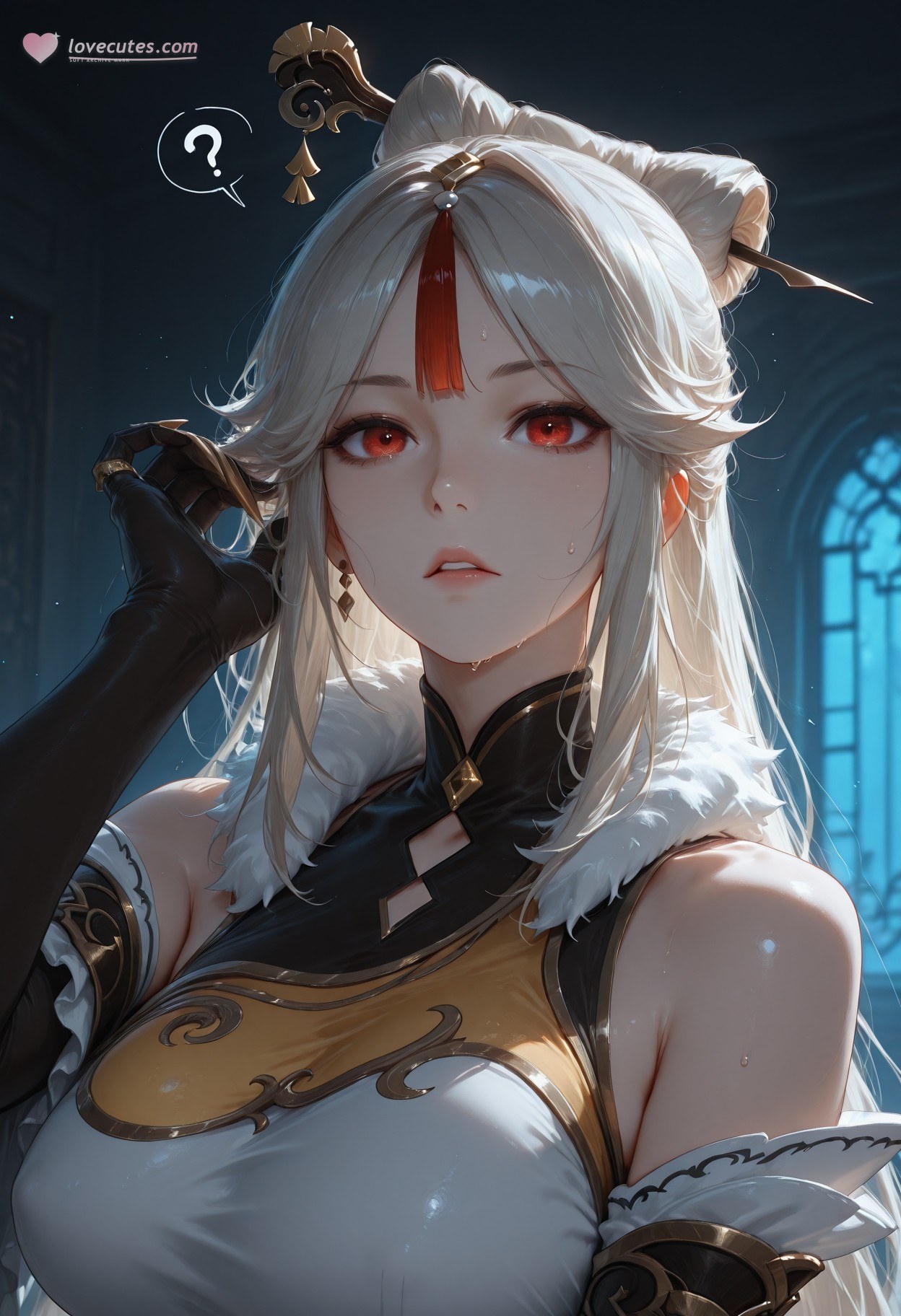 AI Generated Anime Girl - 原神 申鹤：黑丝蕾丝内衣露穴 267P