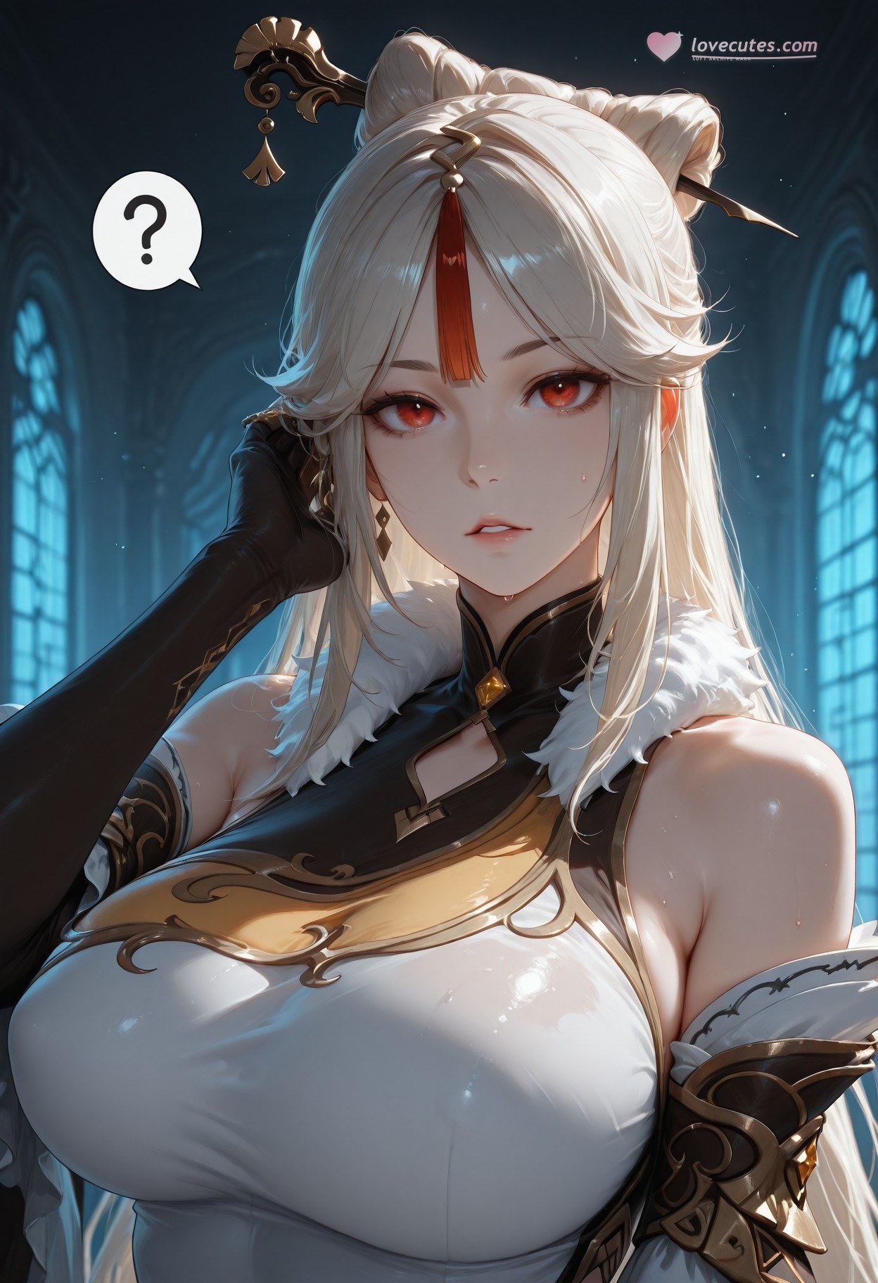 AI Generated Anime Girl - 原神 申鹤：黑丝蕾丝内衣露穴 267P