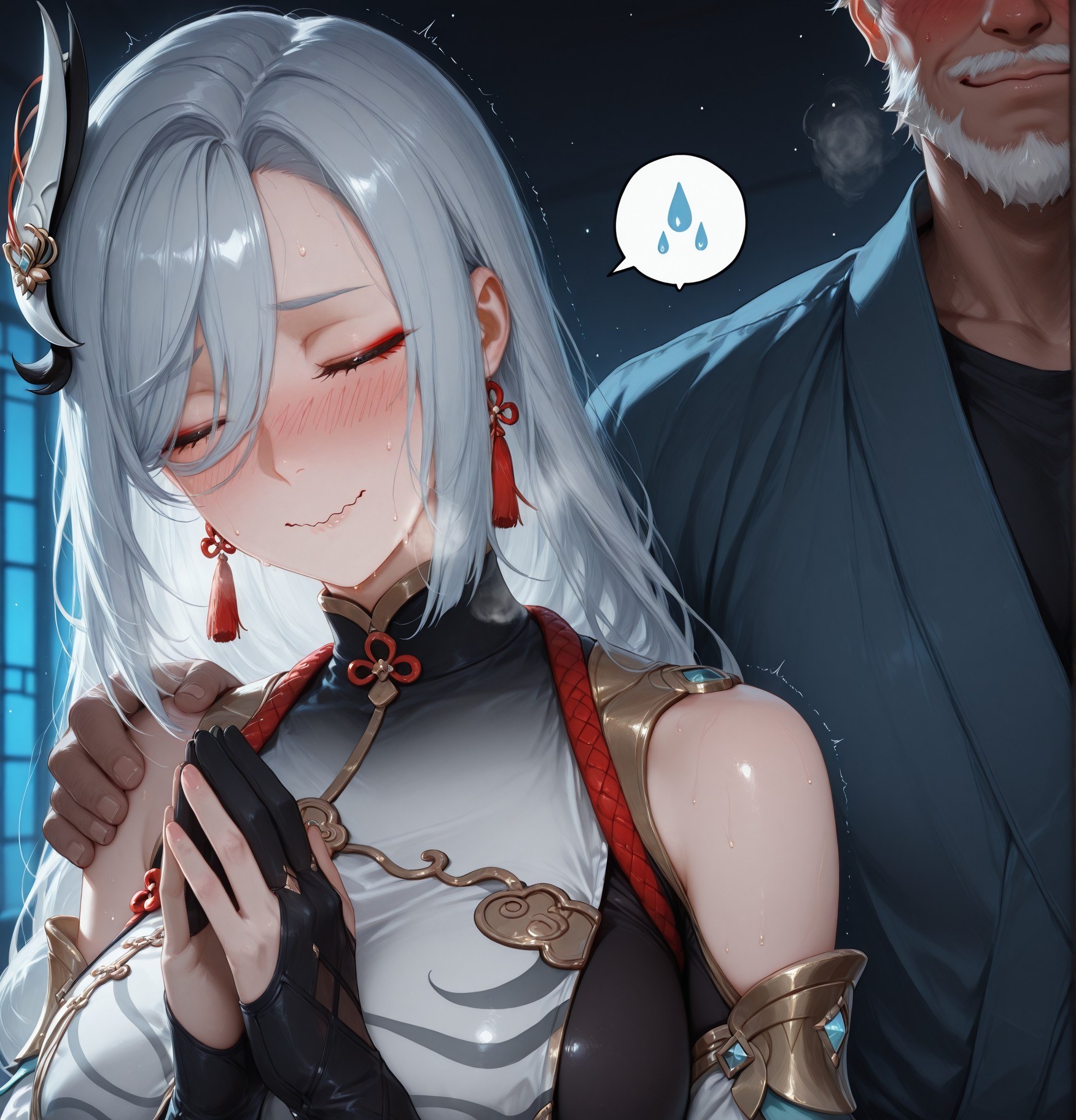 AI Generated Anime Girl - 原神 申鹤：黑丝蕾丝内衣露穴 267P