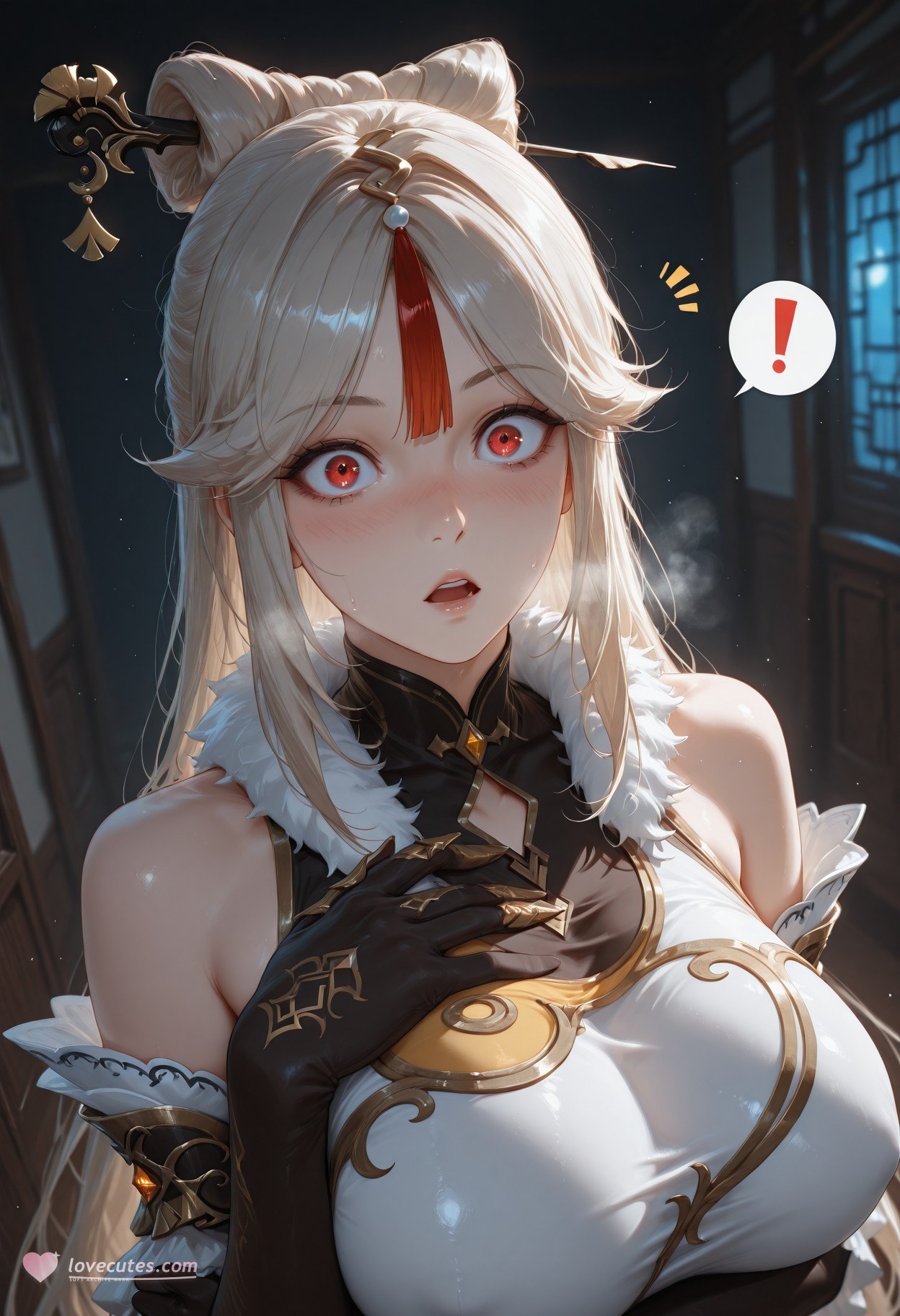 AI Generated Anime Girl - 原神 申鹤：黑丝蕾丝内衣露穴 267P