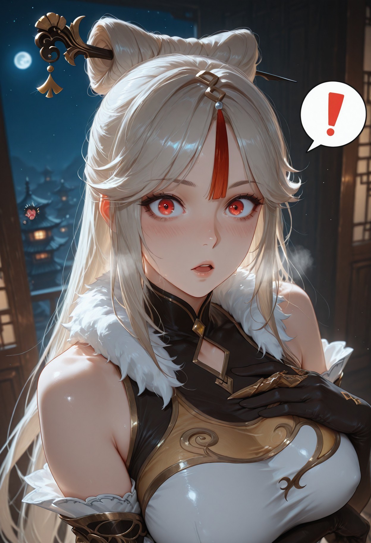 AI Generated Anime Girl - 原神 申鹤：黑丝蕾丝内衣露穴 267P