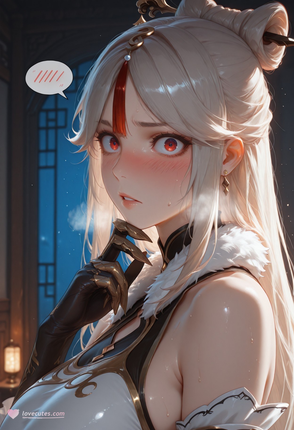 AI Generated Anime Girl - 原神 申鹤：黑丝蕾丝内衣露穴 267P