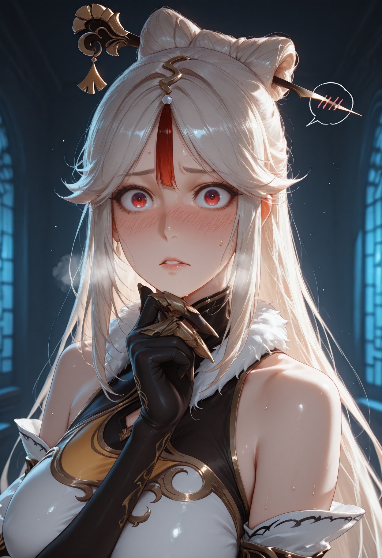 AI Generated Anime Girl - 原神 申鹤：黑丝蕾丝内衣露穴 267P