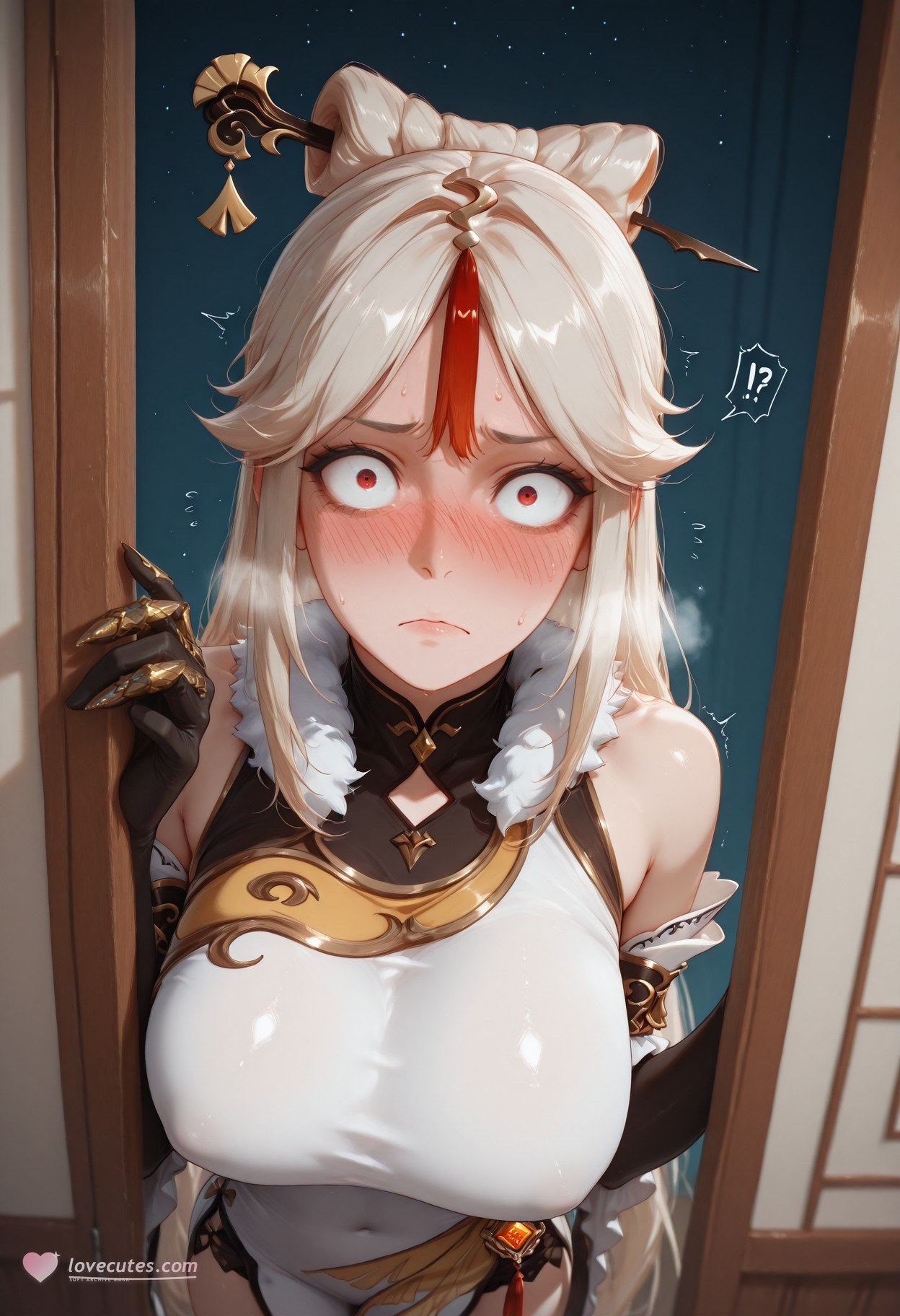 AI Generated Anime Girl - 原神 申鹤：黑丝蕾丝内衣露穴 267P